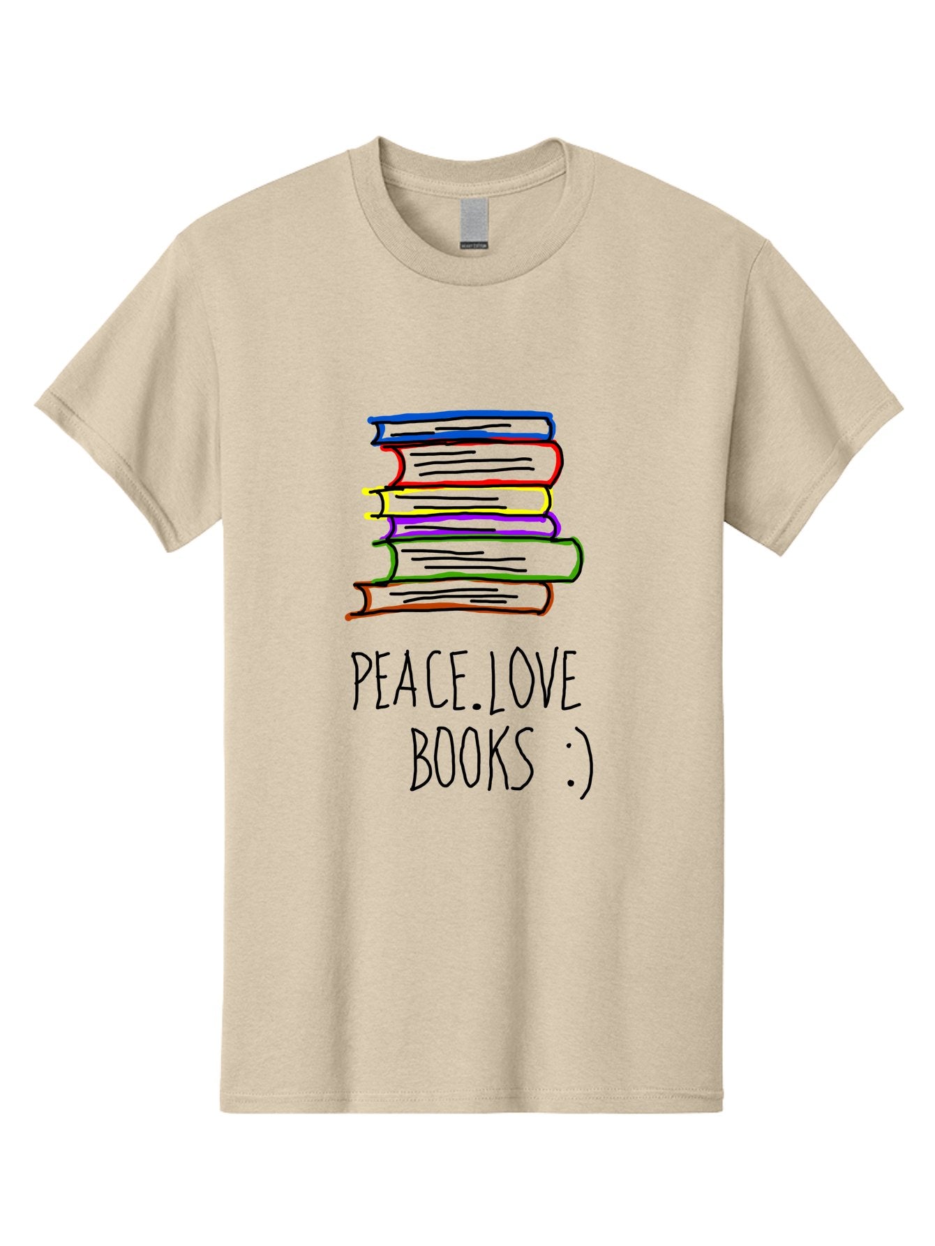 Peace-Love-Books Men'S Graphic Tee, 100% Cotton, Comfortable Casual Summer Wear, Machine Washable, Stack Of Books, Love For Reading, Peaceful Atmosphere, Inspirational Quote, Book Lovers, Reading Culture, Inspirational Message, -  Aaa109 3
