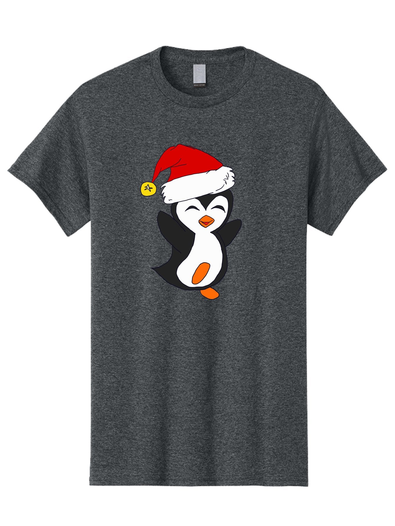 Penguin-With-Santa-Hat Men'S Graphic Tee, 100% Cotton, Comfortable Casual Summer Wear, Machine Washable, Cartoon Penguin, Santa Hat, Christmas Character, Festive Holiday, Cartoon Illustration, Winter Wonderland, Cute Animal, -  Aaa110 17