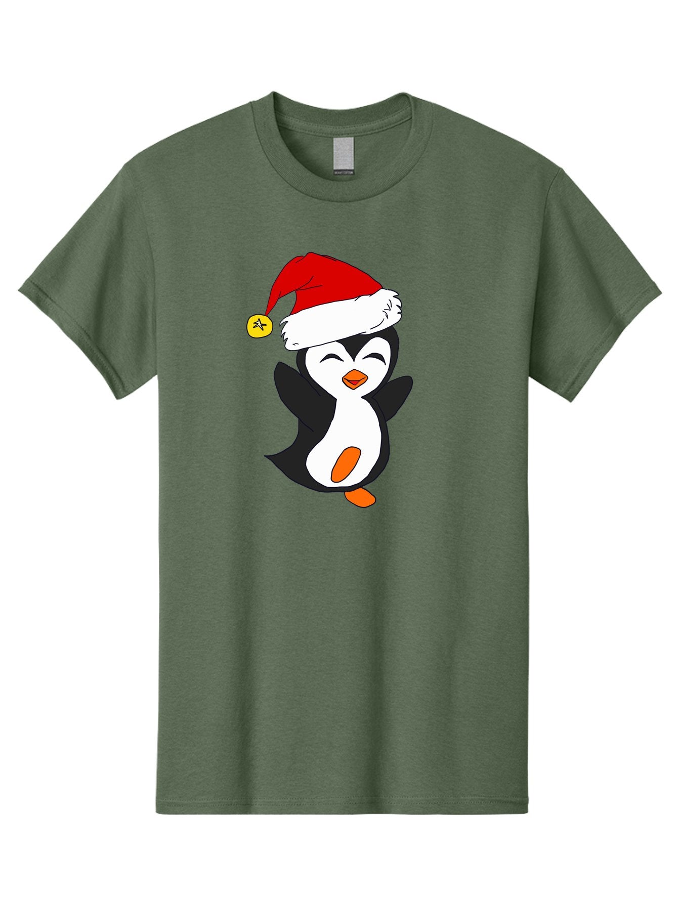 Penguin-With-Santa-Hat Men'S Graphic Tee, 100% Cotton, Comfortable Casual Summer Wear, Machine Washable, Cartoon Penguin, Santa Hat, Christmas Character, Festive Holiday, Cartoon Illustration, Winter Wonderland, Cute Animal, -  Aaa110 9