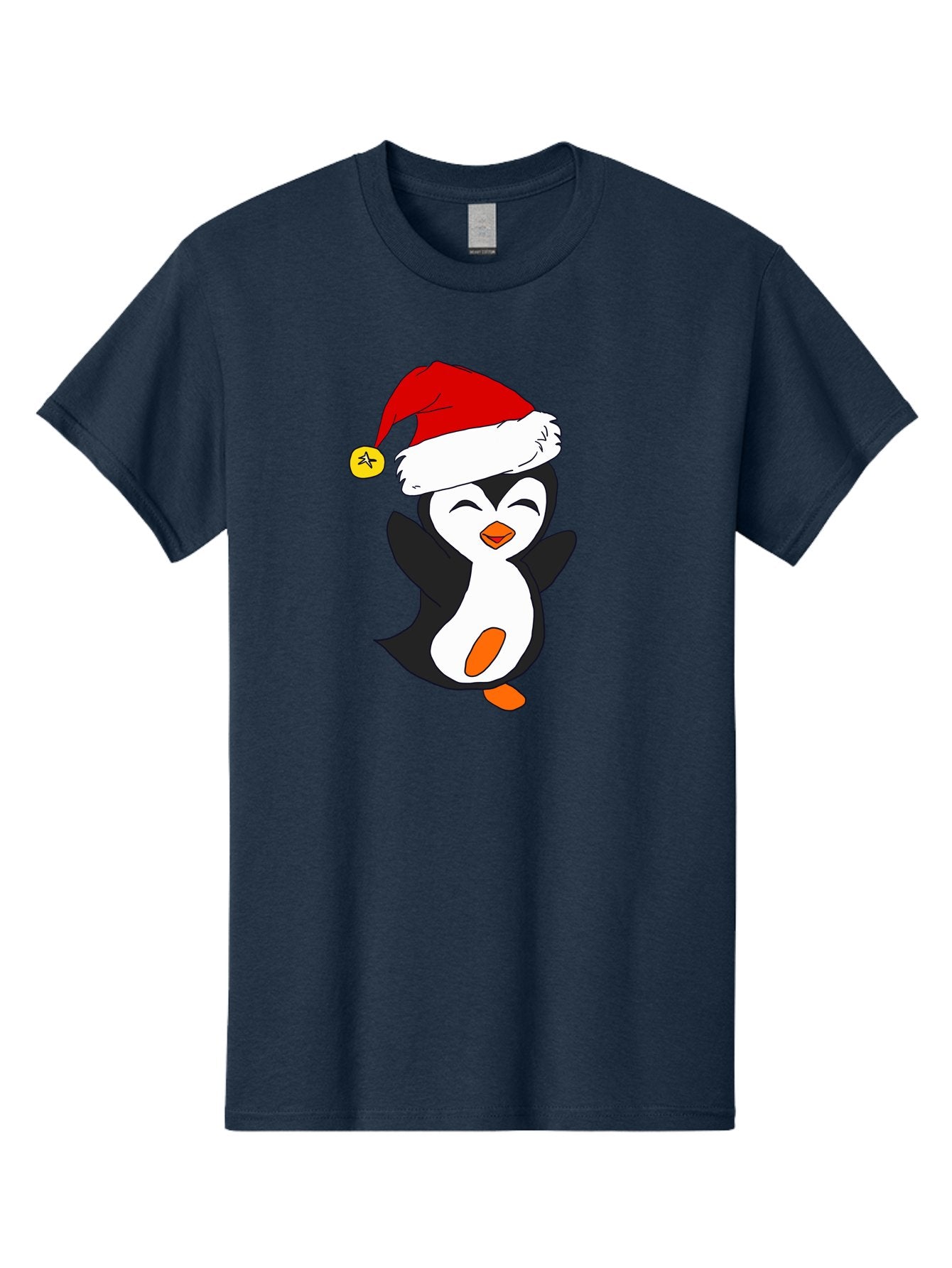 Penguin-With-Santa-Hat Men'S Graphic Tee, 100% Cotton, Comfortable Casual Summer Wear, Machine Washable, Cartoon Penguin, Santa Hat, Christmas Character, Festive Holiday, Cartoon Illustration, Winter Wonderland, Cute Animal, -  Aaa110 15