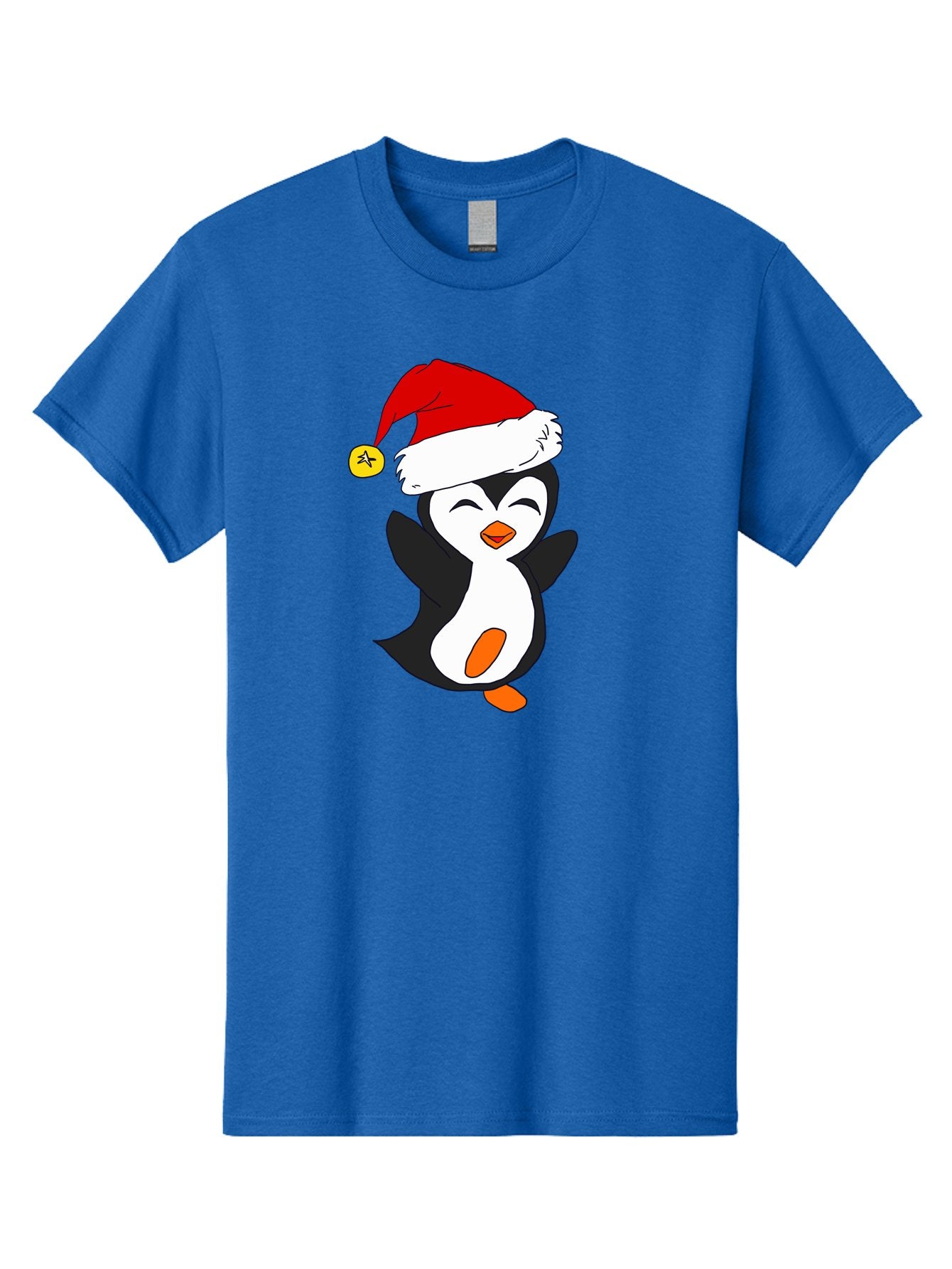 Penguin-With-Santa-Hat Men'S Graphic Tee, 100% Cotton, Comfortable Casual Summer Wear, Machine Washable, Cartoon Penguin, Santa Hat, Christmas Character, Festive Holiday, Cartoon Illustration, Winter Wonderland, Cute Animal, -  Aaa110 27
