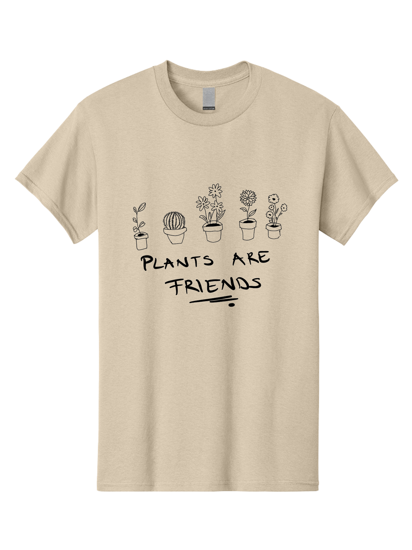 Plants-Are-Friends Men'S Graphic Tee, 100% Cotton, Comfortable Casual Summer Wear, Machine Washable, Potted Plants, Houseplants, Floral Arrangements, Botanical Art, Cactus, Friendship, Plant Love, Botanical Friends, Plant Appreciation -  Aaa113 27