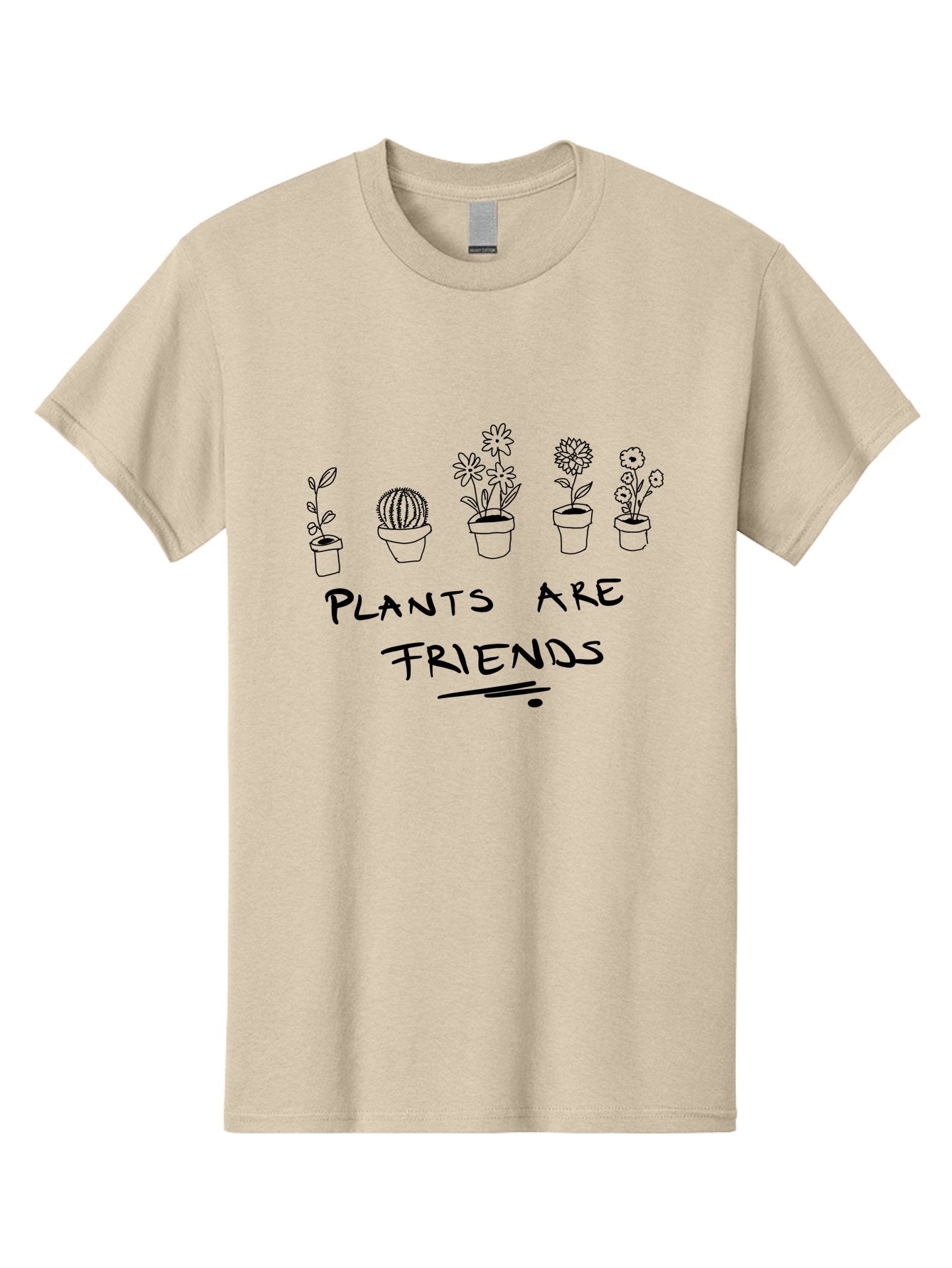 Plants-Are-Friends Men'S Graphic Tee, 100% Cotton, Comfortable Casual Summer Wear, Machine Washable, Potted Plants, Houseplants, Floral Arrangements, Botanical Art, Cactus, Friendship, Plant Love, Botanical Friends, Plant Appreciation -  Aaa113 25