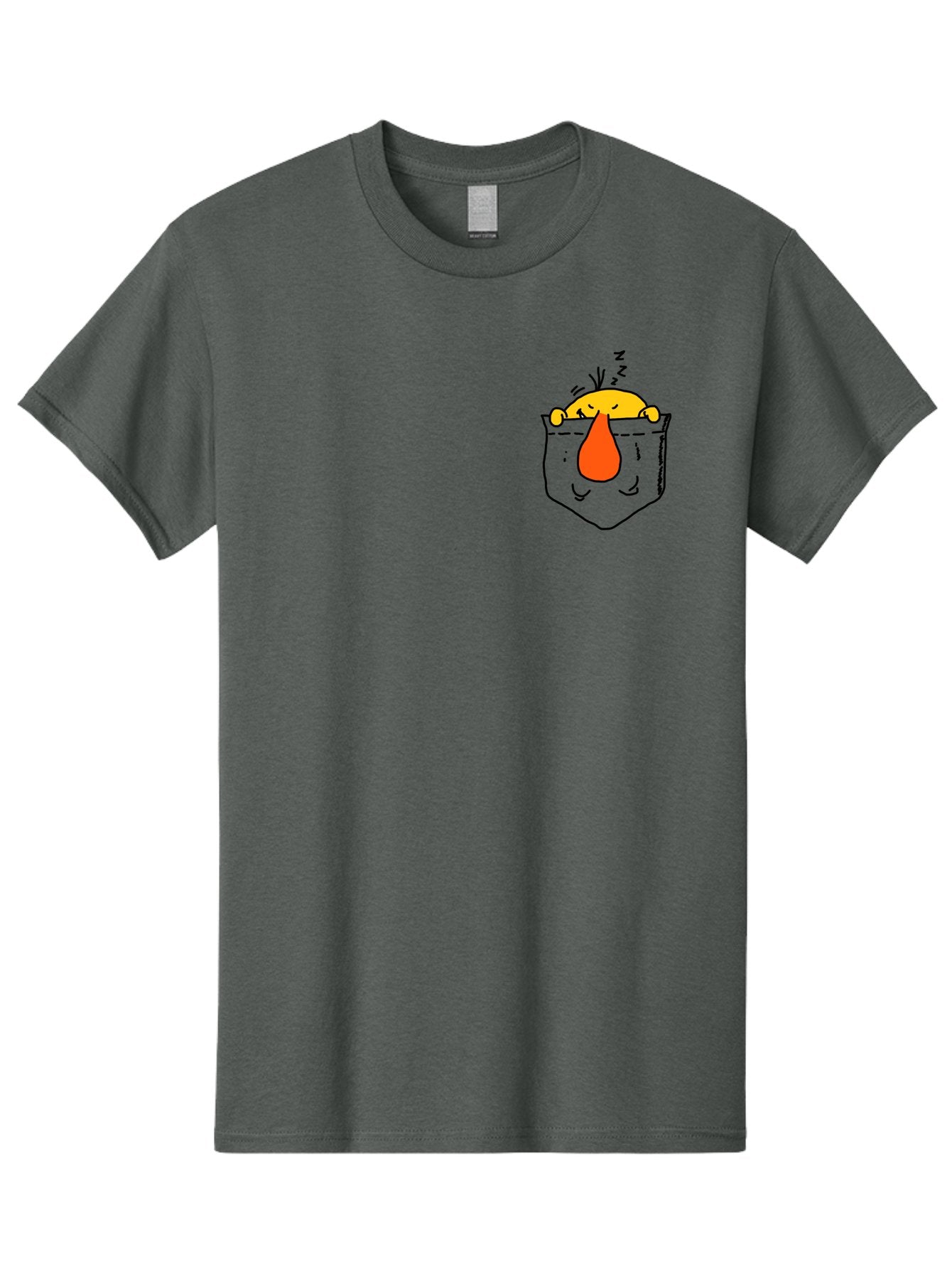 Pocket-Chicken Men'S Graphic Tee, 100% Cotton, Comfortable Casual Summer Wear, Machine Washable, Cartoon Chicken, Crying Face, Pocket Illustration, Orange Teardrop, Emotional Expression, Simple Doodle, Quirky Design, Funny Character -  Aaa114 15