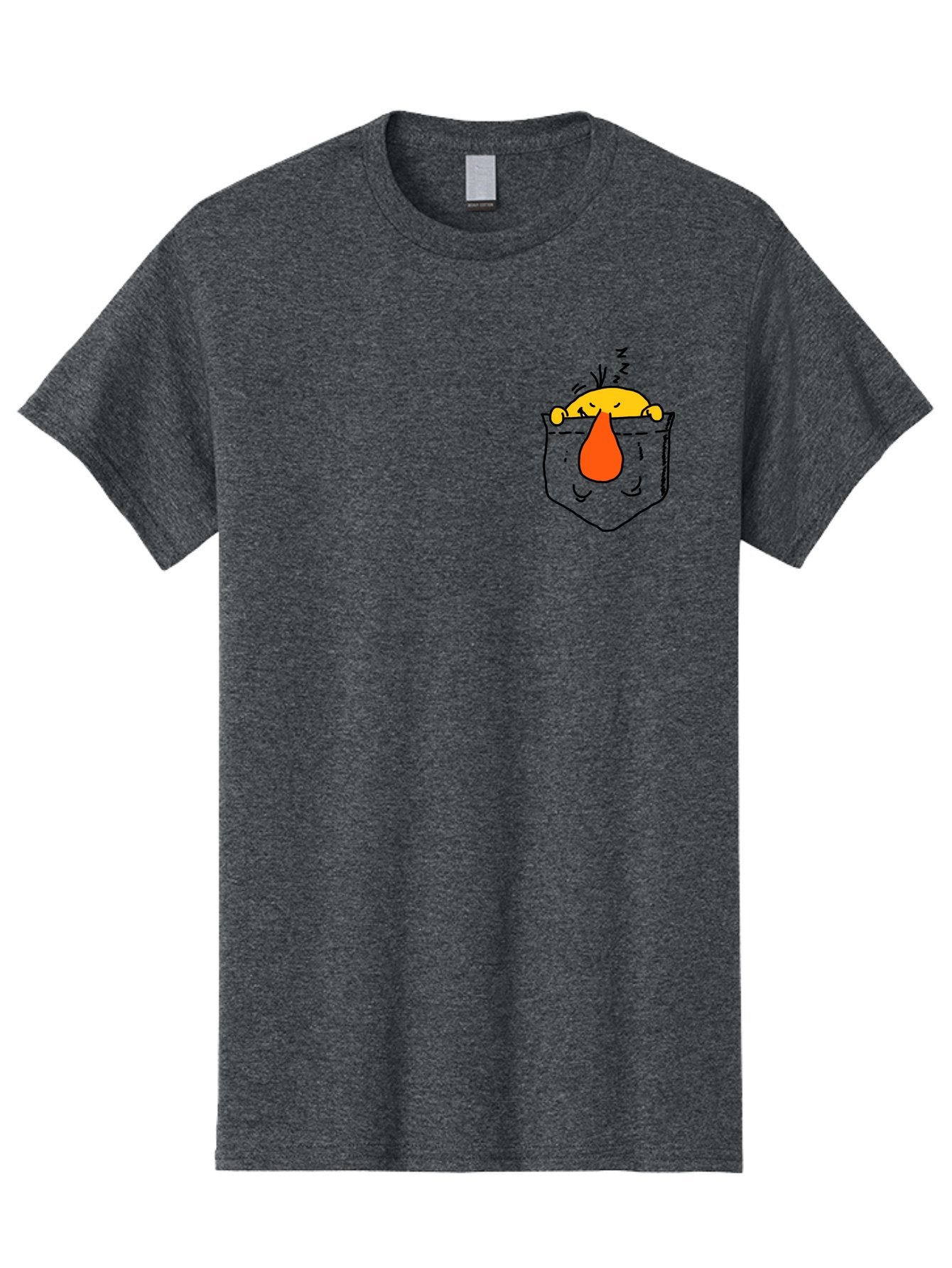 Pocket-Chicken Men'S Graphic Tee, 100% Cotton, Comfortable Casual Summer Wear, Machine Washable, Cartoon Chicken, Crying Face, Pocket Illustration, Orange Teardrop, Emotional Expression, Simple Doodle, Quirky Design, Funny Character -  Aaa114 3