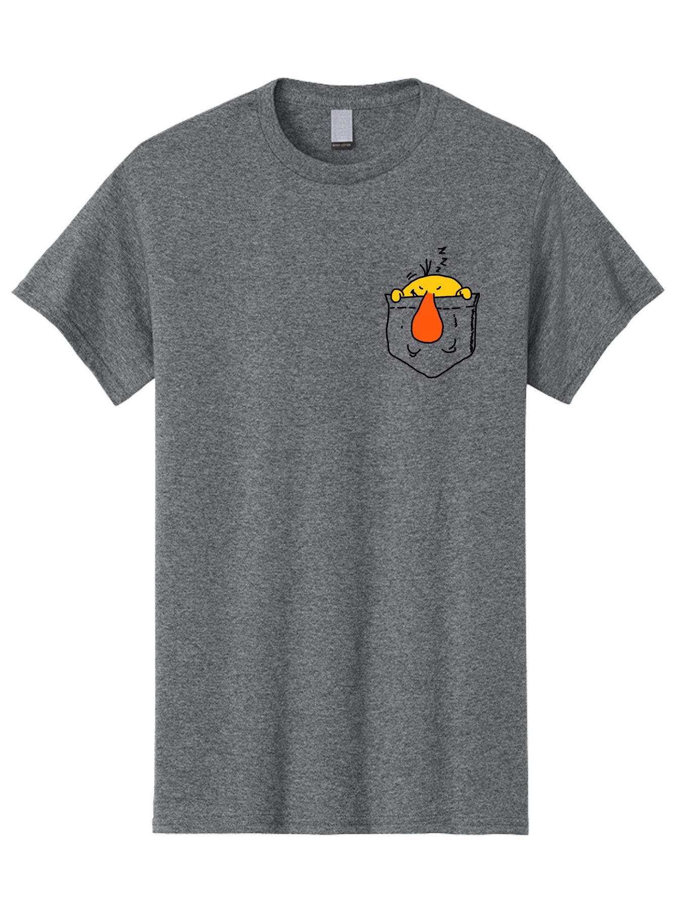 Pocket-Chicken Men'S Graphic Tee, 100% Cotton, Comfortable Casual Summer Wear, Machine Washable, Cartoon Chicken, Crying Face, Pocket Illustration, Orange Teardrop, Emotional Expression, Simple Doodle, Quirky Design, Funny Character -  Aaa114 5