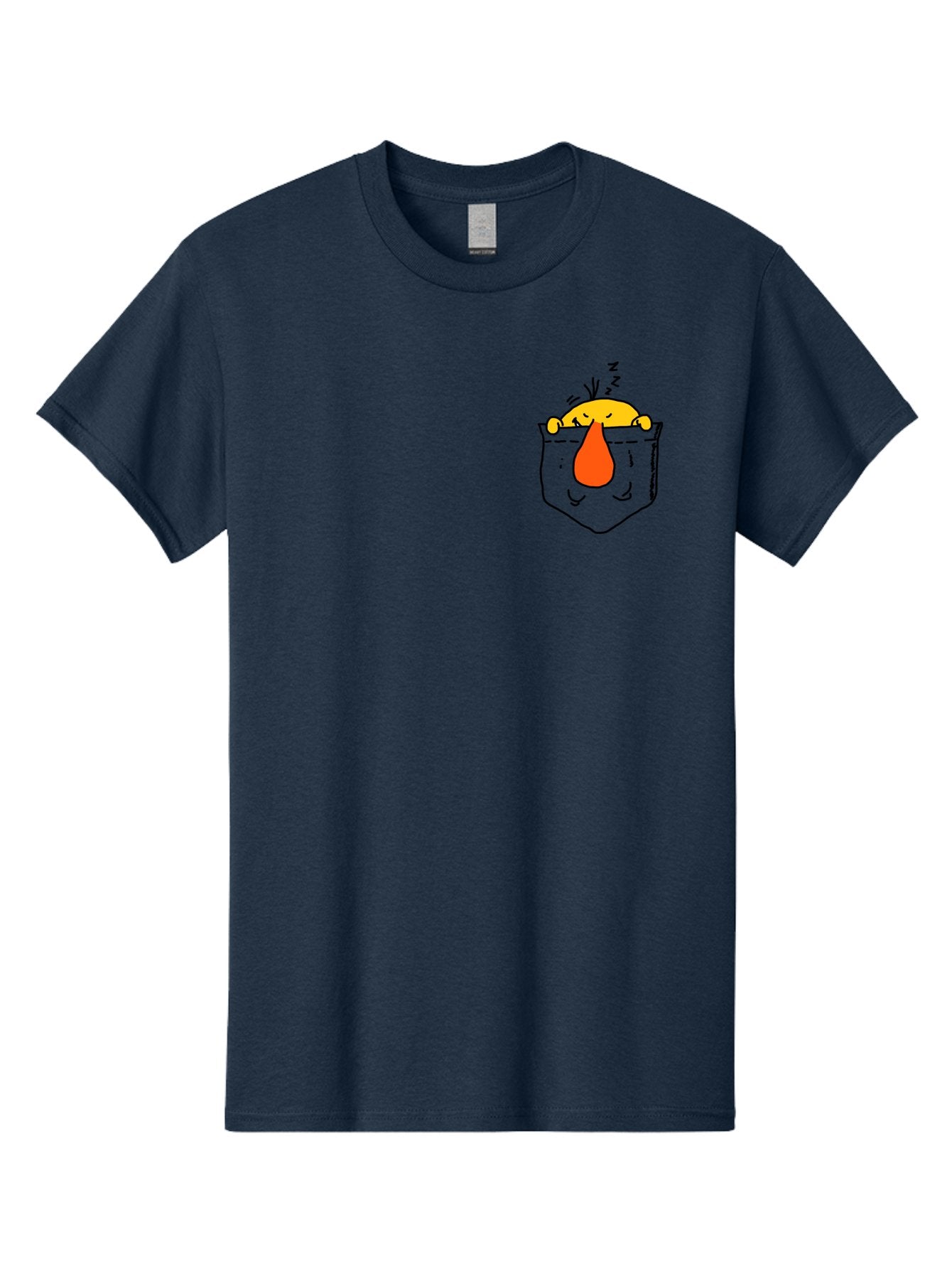 Pocket-Chicken Men'S Graphic Tee, 100% Cotton, Comfortable Casual Summer Wear, Machine Washable, Cartoon Chicken, Crying Face, Pocket Illustration, Orange Teardrop, Emotional Expression, Simple Doodle, Quirky Design, Funny Character -  Aaa114 13