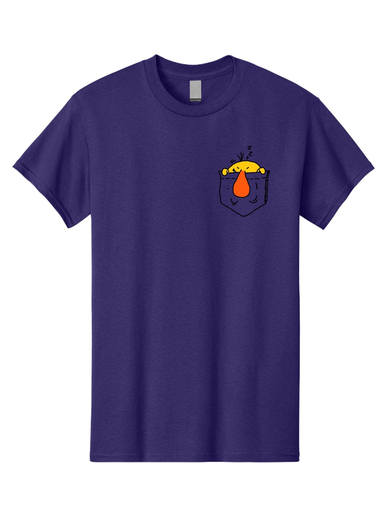Pocket-Chicken Men'S Graphic Tee, 100% Cotton, Comfortable Casual Summer Wear, Machine Washable, Cartoon Chicken, Crying Face, Pocket Illustration, Orange Teardrop, Emotional Expression, Simple Doodle, Quirky Design, Funny Character -  Aaa114 11