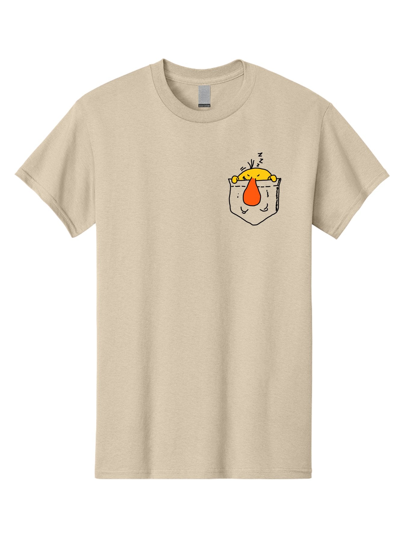 Pocket-Chicken Men'S Graphic Tee, 100% Cotton, Comfortable Casual Summer Wear, Machine Washable, Cartoon Chicken, Crying Face, Pocket Illustration, Orange Teardrop, Emotional Expression, Simple Doodle, Quirky Design, Funny Character -  Aaa114 7