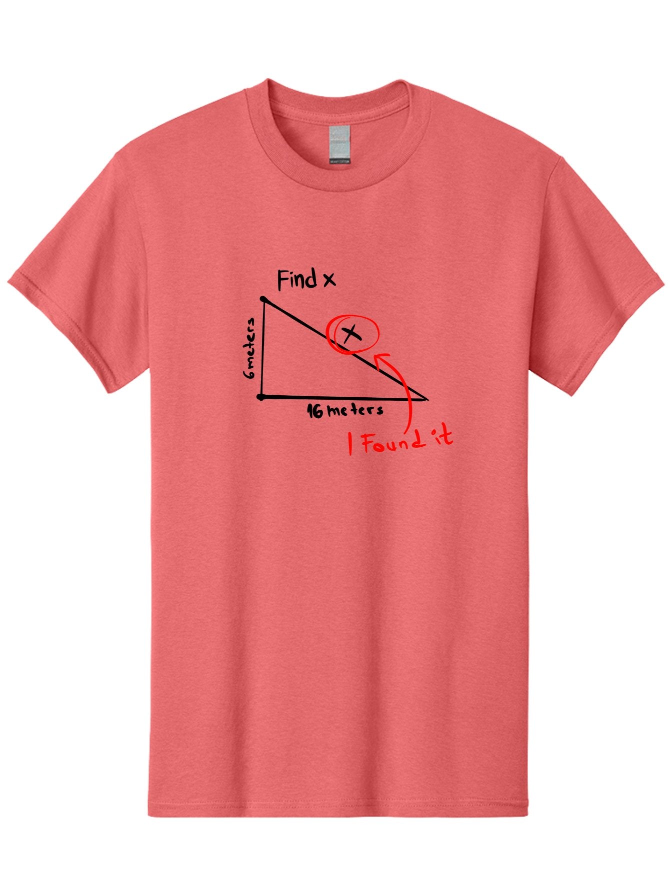 Right-Triangle-Problem Men'S Graphic Tee, 100% Cotton, Comfortable Casual Summer Wear, Machine Washable, Right Triangle, 6 Meters, 16 Meters, Find X, Pythagorean Theorem, Geometry Problem, Trigonometry, Math Exercise, Solve For X -  Aaa115