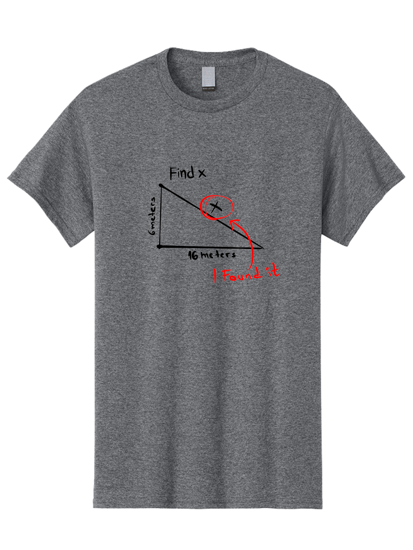 Right-Triangle-Problem Men'S Graphic Tee, 100% Cotton, Comfortable Casual Summer Wear, Machine Washable, Right Triangle, 6 Meters, 16 Meters, Find X, Pythagorean Theorem, Geometry Problem, Trigonometry, Math Exercise, Solve For X -  Aaa115