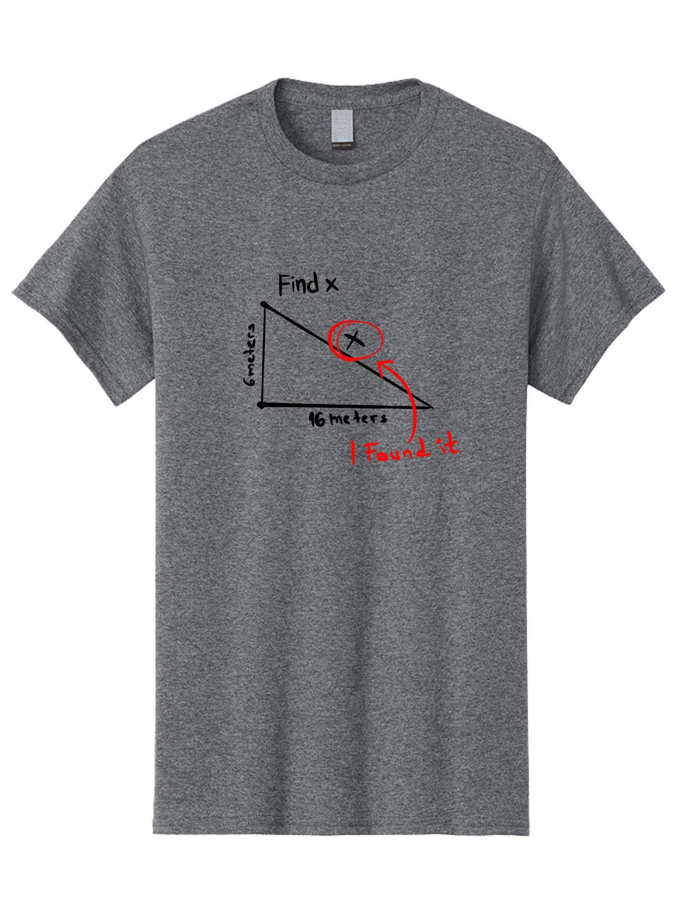 Right-Triangle-Problem Men'S Graphic Tee, 100% Cotton, Comfortable Casual Summer Wear, Machine Washable, Right Triangle, 6 Meters, 16 Meters, Find X, Pythagorean Theorem, Geometry Problem, Trigonometry, Math Exercise, Solve For X -  Aaa115 3
