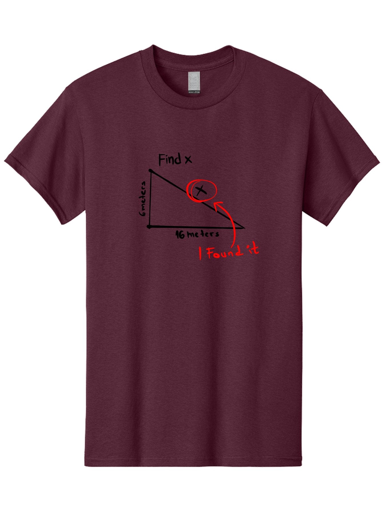 Right-Triangle-Problem Men'S Graphic Tee, 100% Cotton, Comfortable Casual Summer Wear, Machine Washable, Right Triangle, 6 Meters, 16 Meters, Find X, Pythagorean Theorem, Geometry Problem, Trigonometry, Math Exercise, Solve For X -  Aaa115 15