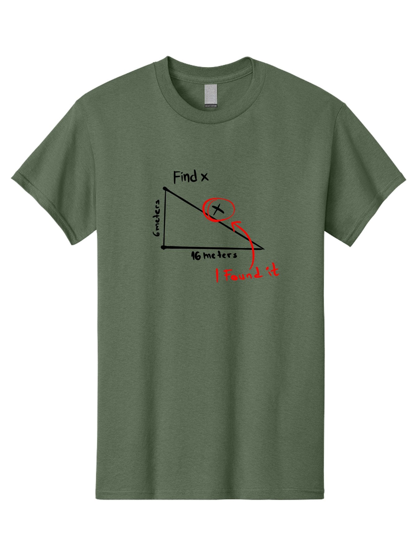 Right-Triangle-Problem Men'S Graphic Tee, 100% Cotton, Comfortable Casual Summer Wear, Machine Washable, Right Triangle, 6 Meters, 16 Meters, Find X, Pythagorean Theorem, Geometry Problem, Trigonometry, Math Exercise, Solve For X -  Aaa115 23