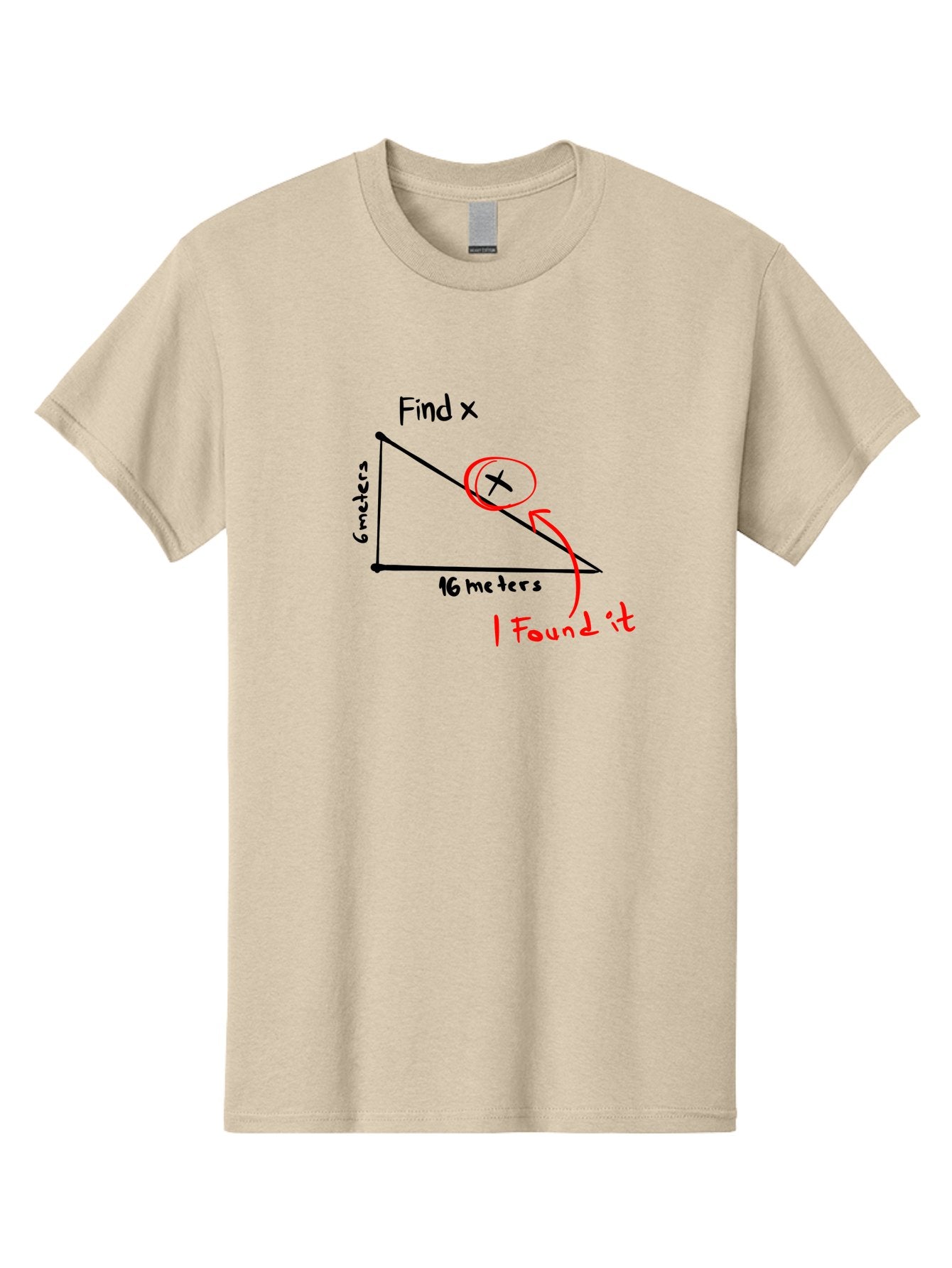 Right-Triangle-Problem Men'S Graphic Tee, 100% Cotton, Comfortable Casual Summer Wear, Machine Washable, Right Triangle, 6 Meters, 16 Meters, Find X, Pythagorean Theorem, Geometry Problem, Trigonometry, Math Exercise, Solve For X -  Aaa115 9