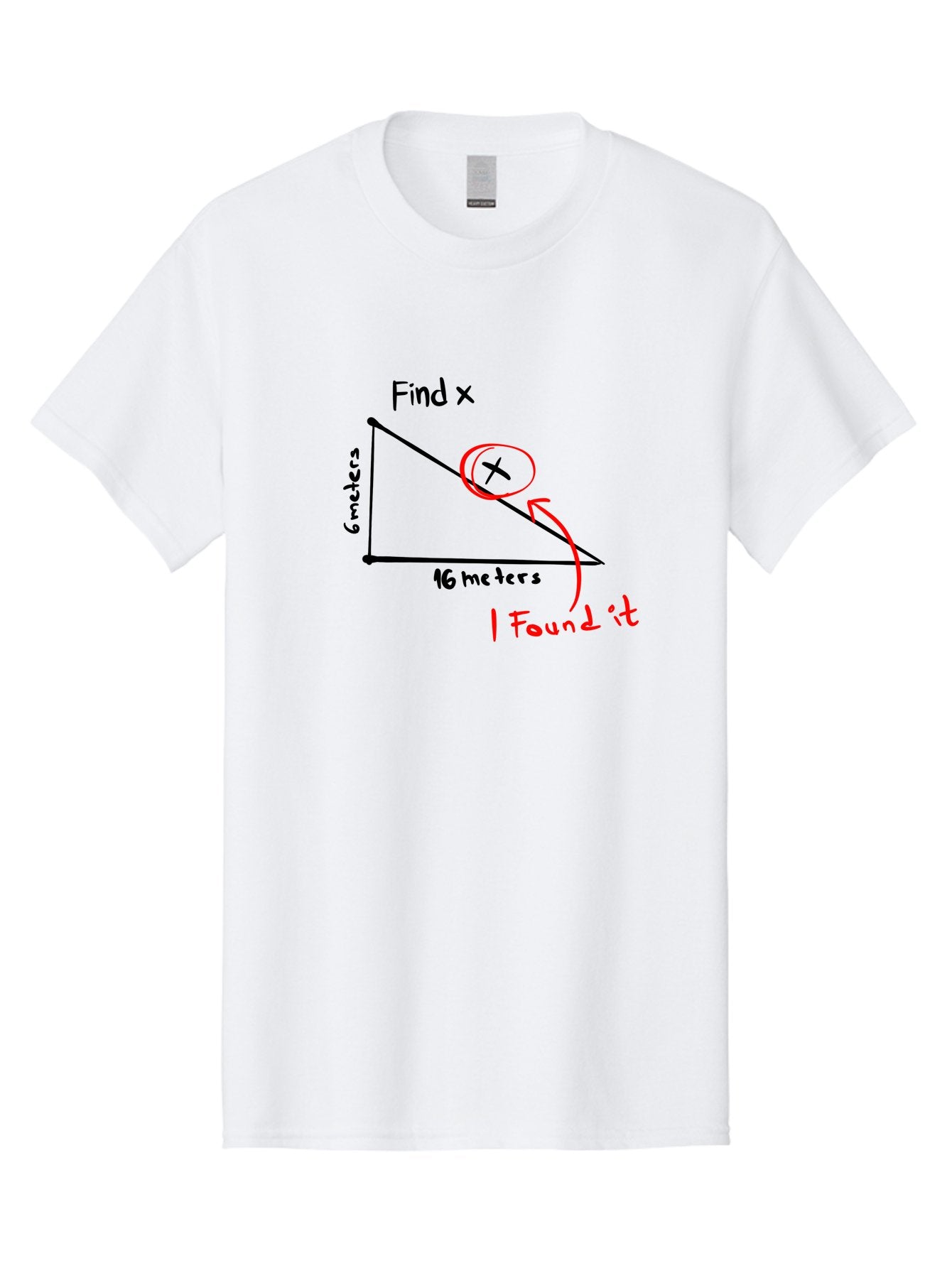 Right-Triangle-Problem Men'S Graphic Tee, 100% Cotton, Comfortable Casual Summer Wear, Machine Washable, Right Triangle, 6 Meters, 16 Meters, Find X, Pythagorean Theorem, Geometry Problem, Trigonometry, Math Exercise, Solve For X -  Aaa115 7