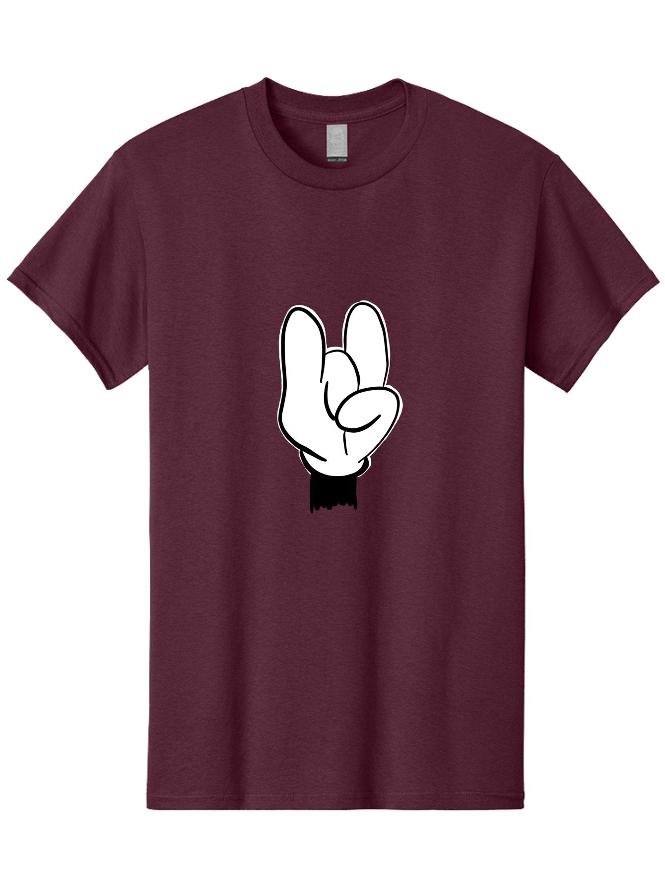 Rock-On-Hand Men'S Graphic Tee, 100% Cotton, Comfortable Casual Summer Wear, Machine Washable, Hand Gesture, Peace Sign, Cartoon Illustration, White Hand, Black Sleeve, Simple Design, Symbol Of Peace, Illustration Art, Graphic Design -  Aaa117 7