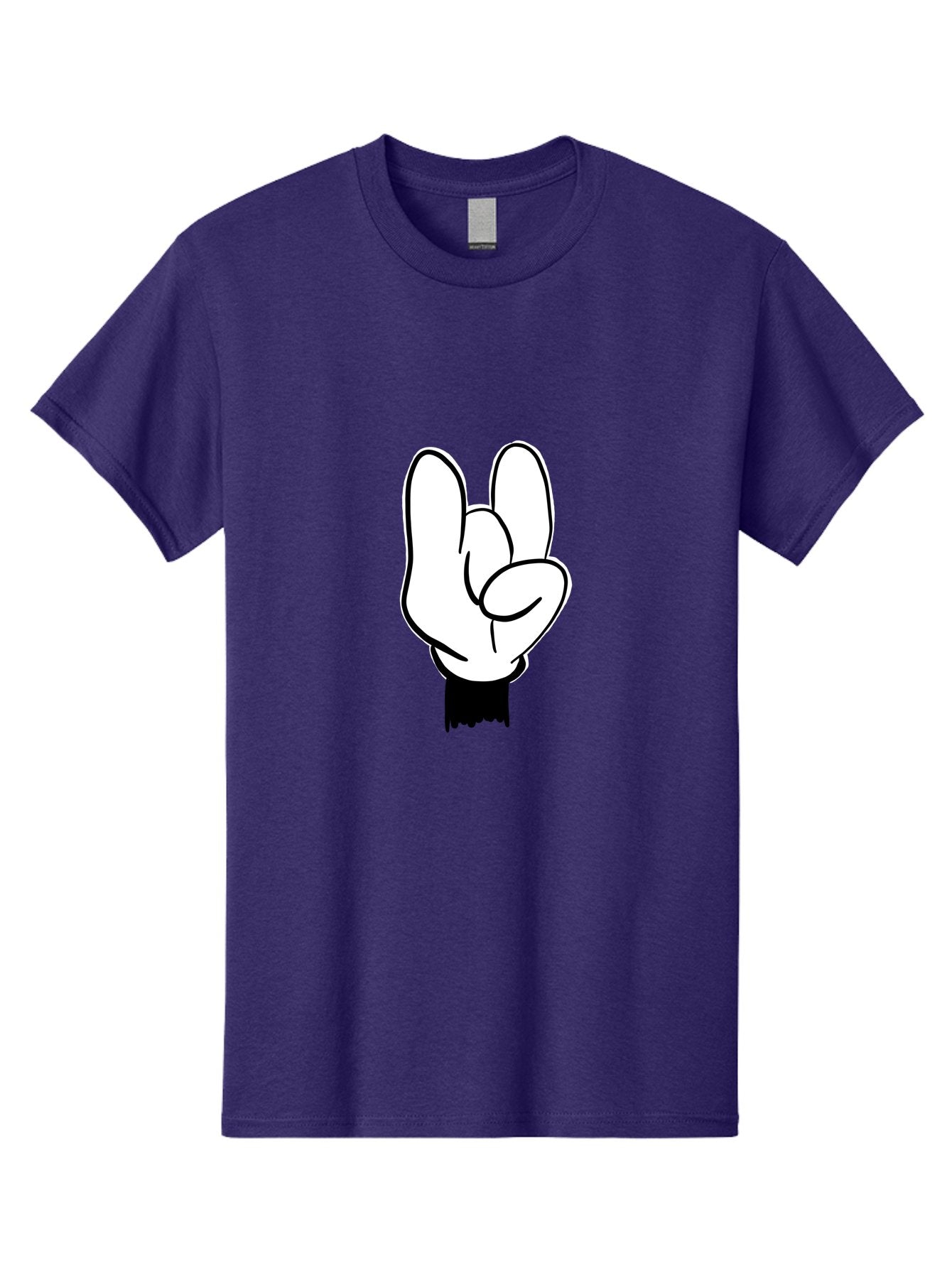 Rock-On-Hand Men'S Graphic Tee, 100% Cotton, Comfortable Casual Summer Wear, Machine Washable, Hand Gesture, Peace Sign, Cartoon Illustration, White Hand, Black Sleeve, Simple Design, Symbol Of Peace, Illustration Art, Graphic Design -  Aaa117 9