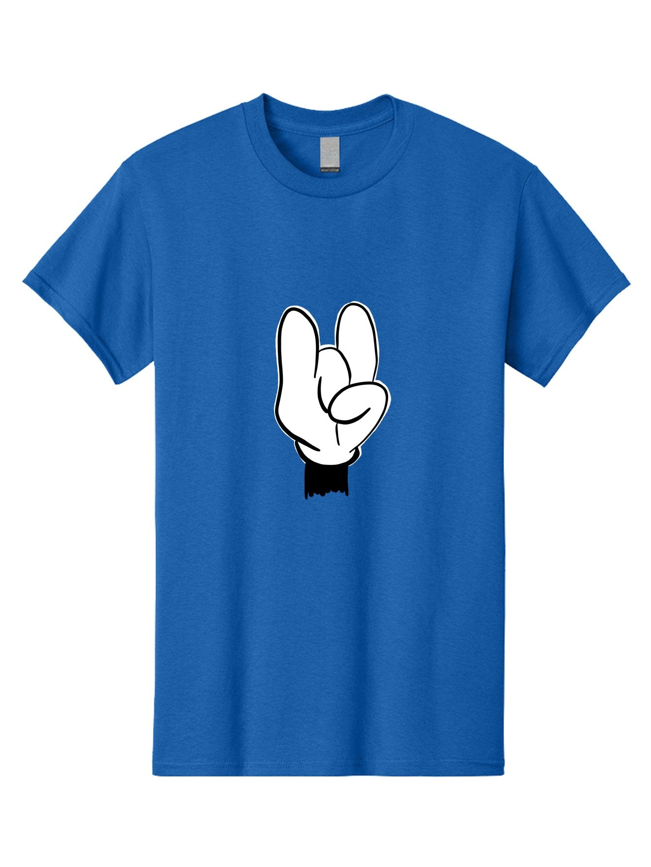 Rock-On-Hand Men'S Graphic Tee, 100% Cotton, Comfortable Casual Summer Wear, Machine Washable, Hand Gesture, Peace Sign, Cartoon Illustration, White Hand, Black Sleeve, Simple Design, Symbol Of Peace, Illustration Art, Graphic Design -  Aaa117 15