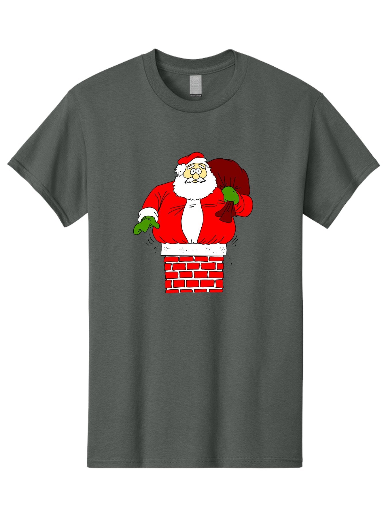 Santa-Claus Men'S Graphic Tee, 100% Cotton, Comfortable Casual Summer Wear, Machine Washable, Santa Claus Emerging From A Chimney, Christmas Magic, Festive Season, Holiday Cheer, Jolly Old Man, Gift Giving, Red Suit, White Beard, -  Aaa118 29