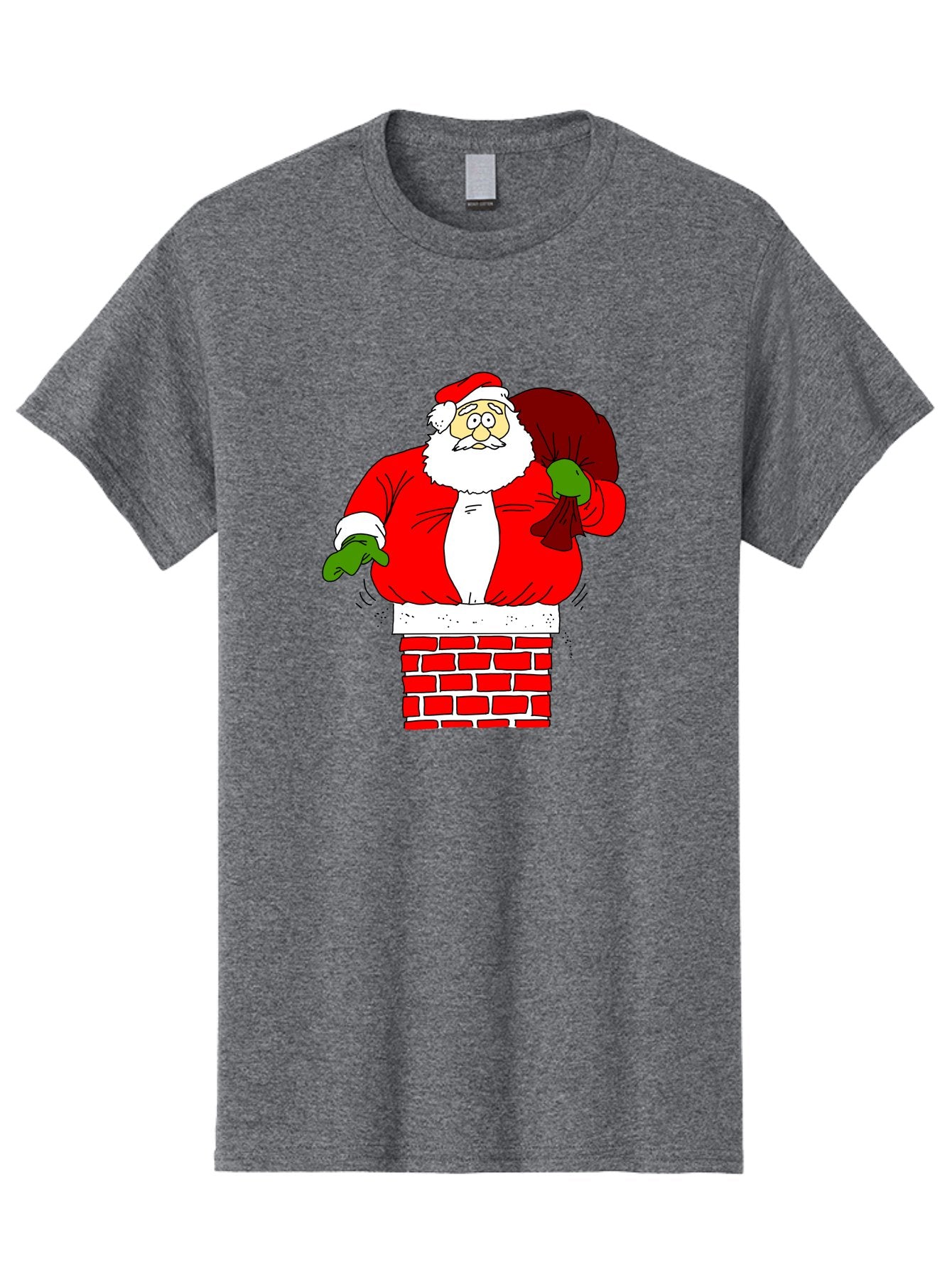 Santa-Claus Men'S Graphic Tee, 100% Cotton, Comfortable Casual Summer Wear, Machine Washable, Santa Claus Emerging From A Chimney, Christmas Magic, Festive Season, Holiday Cheer, Jolly Old Man, Gift Giving, Red Suit, White Beard, -  Aaa118 3