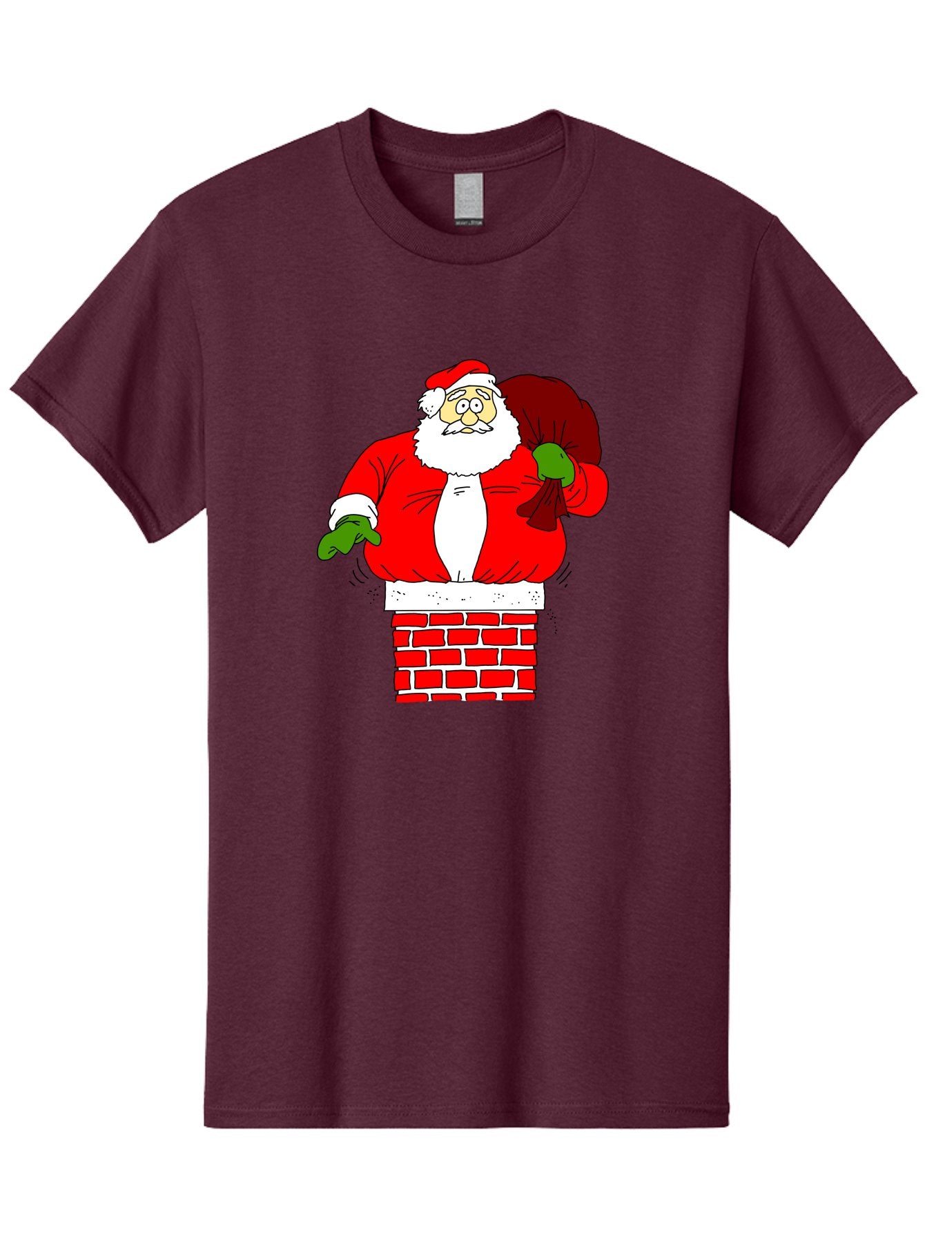 Santa-Claus Men'S Graphic Tee, 100% Cotton, Comfortable Casual Summer Wear, Machine Washable, Santa Claus Emerging From A Chimney, Christmas Magic, Festive Season, Holiday Cheer, Jolly Old Man, Gift Giving, Red Suit, White Beard, -  Aaa118 23