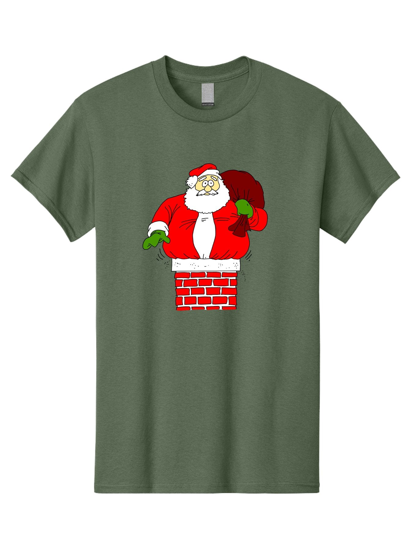 Santa-Claus Men'S Graphic Tee, 100% Cotton, Comfortable Casual Summer Wear, Machine Washable, Santa Claus Emerging From A Chimney, Christmas Magic, Festive Season, Holiday Cheer, Jolly Old Man, Gift Giving, Red Suit, White Beard, -  Aaa118 13