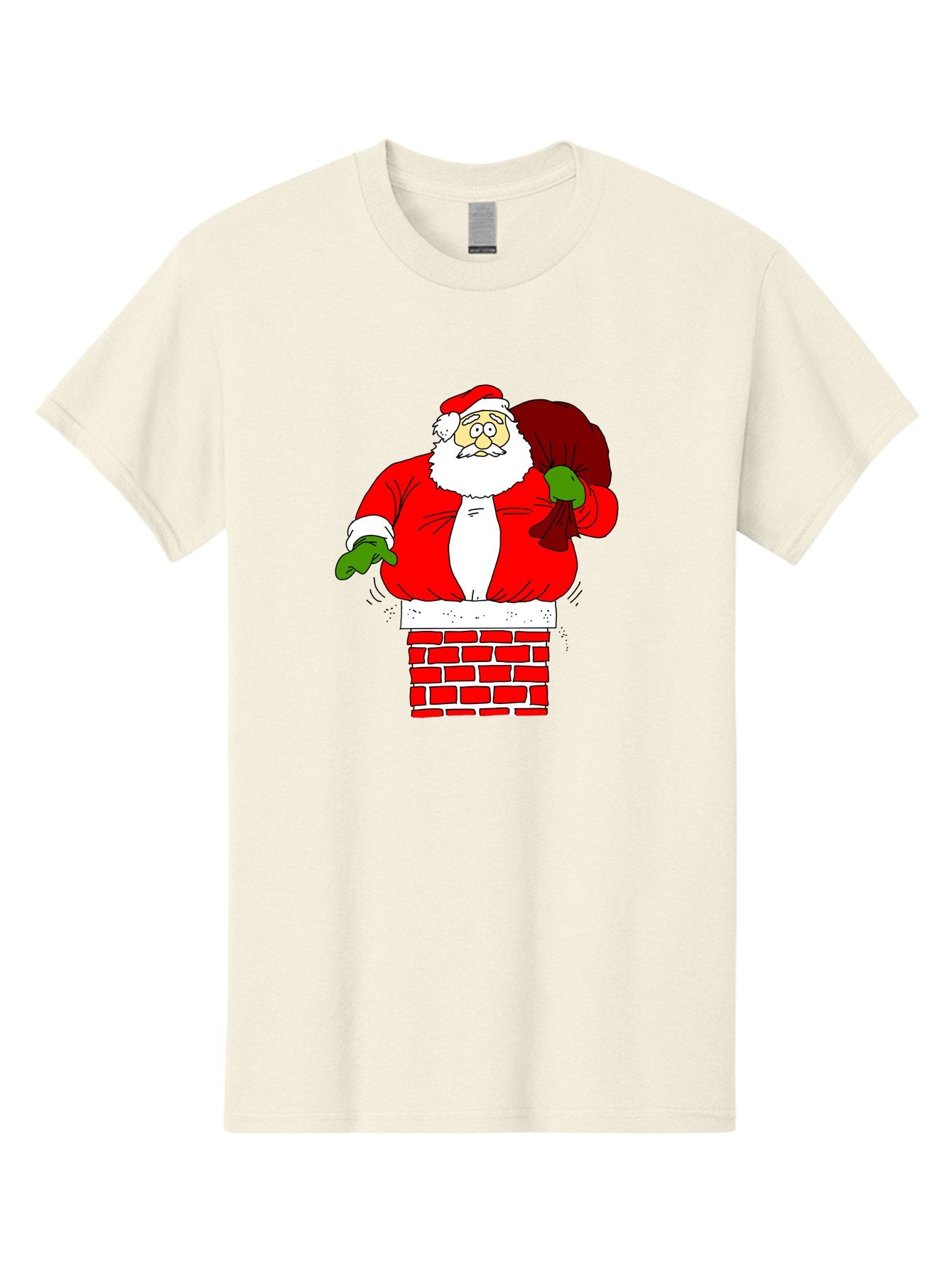 Santa-Claus Men'S Graphic Tee, 100% Cotton, Comfortable Casual Summer Wear, Machine Washable, Santa Claus Emerging From A Chimney, Christmas Magic, Festive Season, Holiday Cheer, Jolly Old Man, Gift Giving, Red Suit, White Beard, -  Aaa118 25