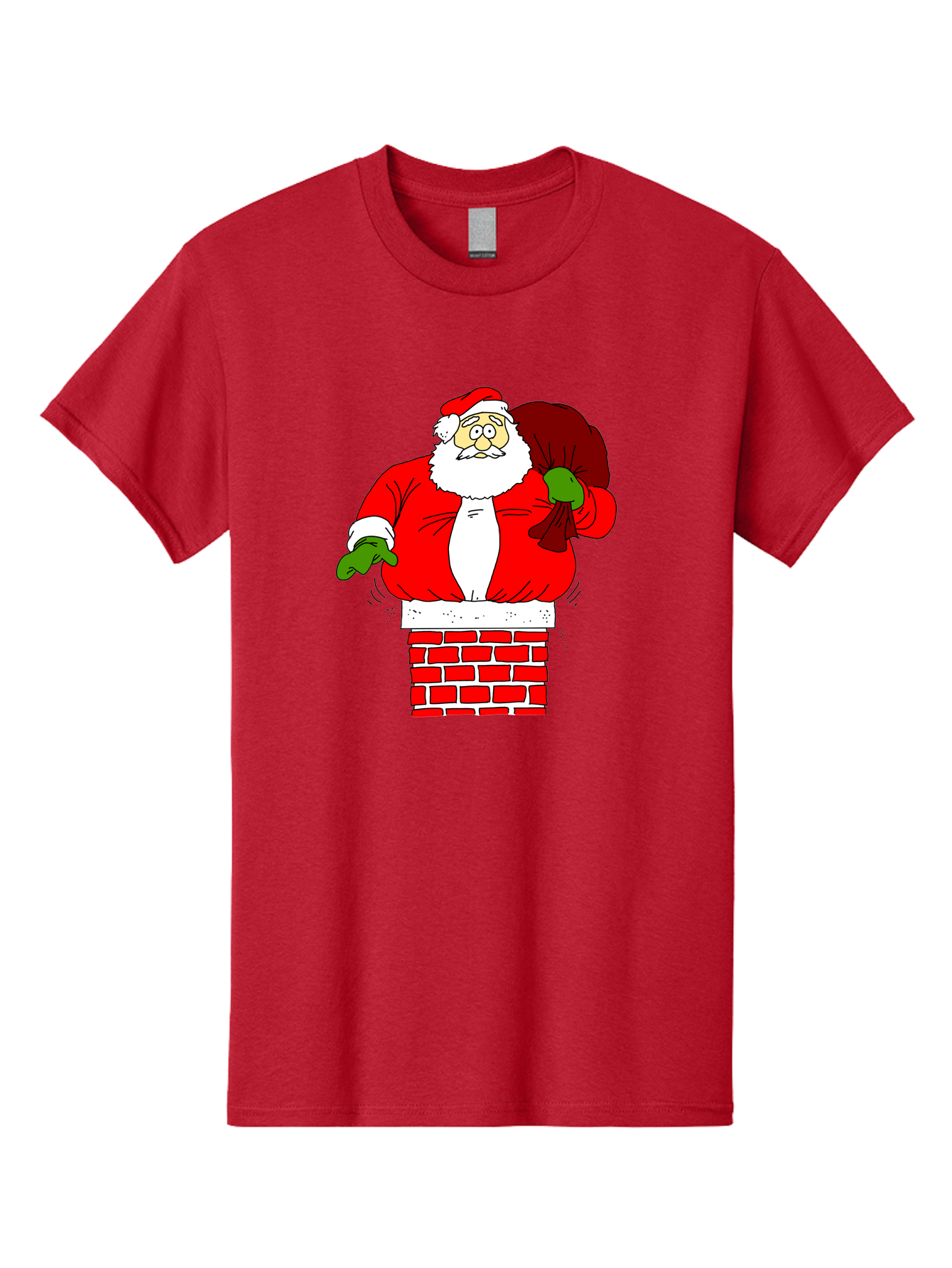 Santa-Claus Men'S Graphic Tee, 100% Cotton, Comfortable Casual Summer Wear, Machine Washable, Santa Claus Emerging From A Chimney, Christmas Magic, Festive Season, Holiday Cheer, Jolly Old Man, Gift Giving, Red Suit, White Beard, -  Aaa118 27
