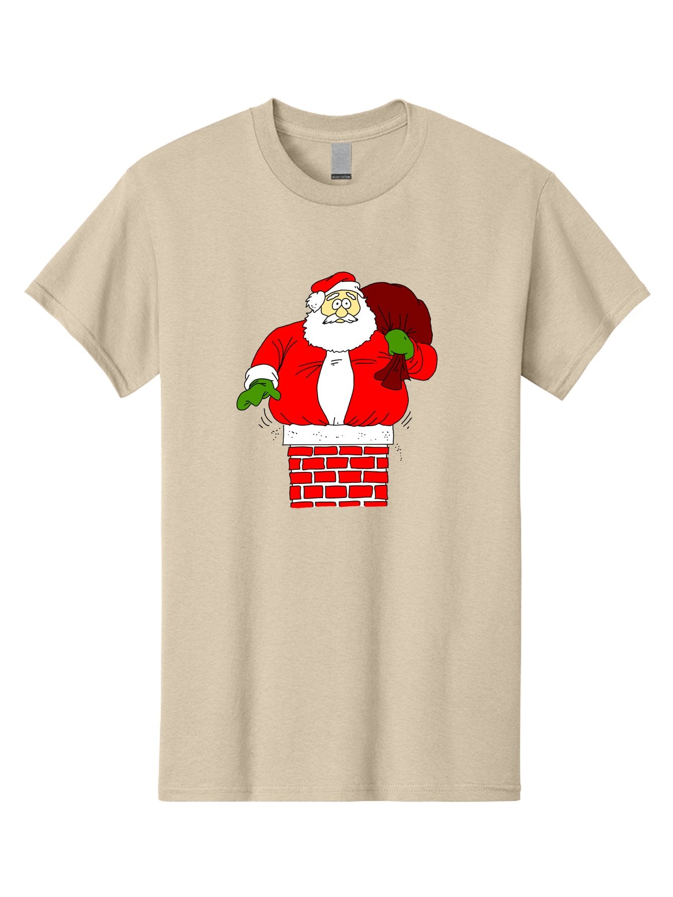 Santa-Claus Men'S Graphic Tee, 100% Cotton, Comfortable Casual Summer Wear, Machine Washable, Santa Claus Emerging From A Chimney, Christmas Magic, Festive Season, Holiday Cheer, Jolly Old Man, Gift Giving, Red Suit, White Beard, -  Aaa118 9