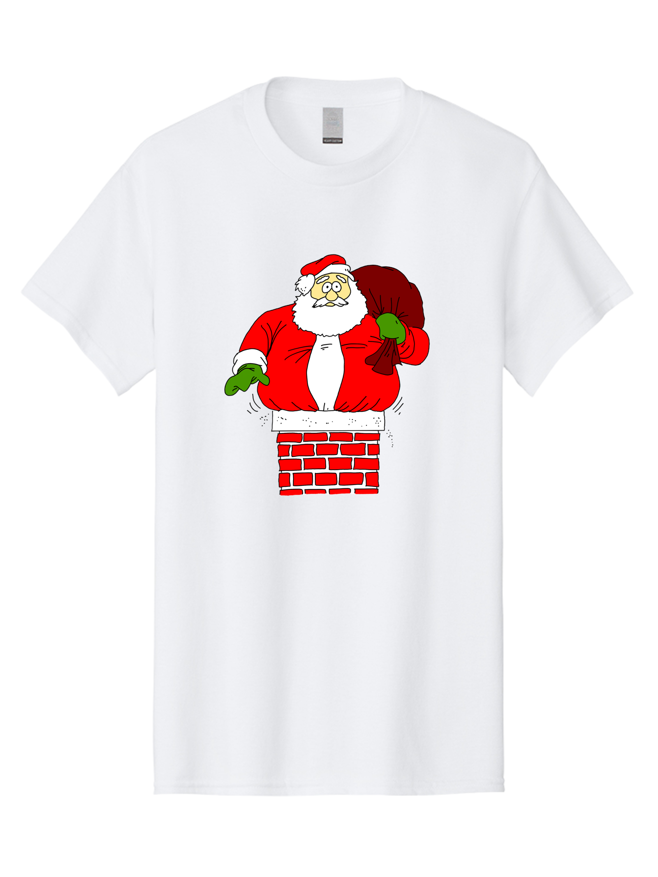 Santa-Claus Men'S Graphic Tee, 100% Cotton, Comfortable Casual Summer Wear, Machine Washable, Santa Claus Emerging From A Chimney, Christmas Magic, Festive Season, Holiday Cheer, Jolly Old Man, Gift Giving, Red Suit, White Beard, -  Aaa118 25