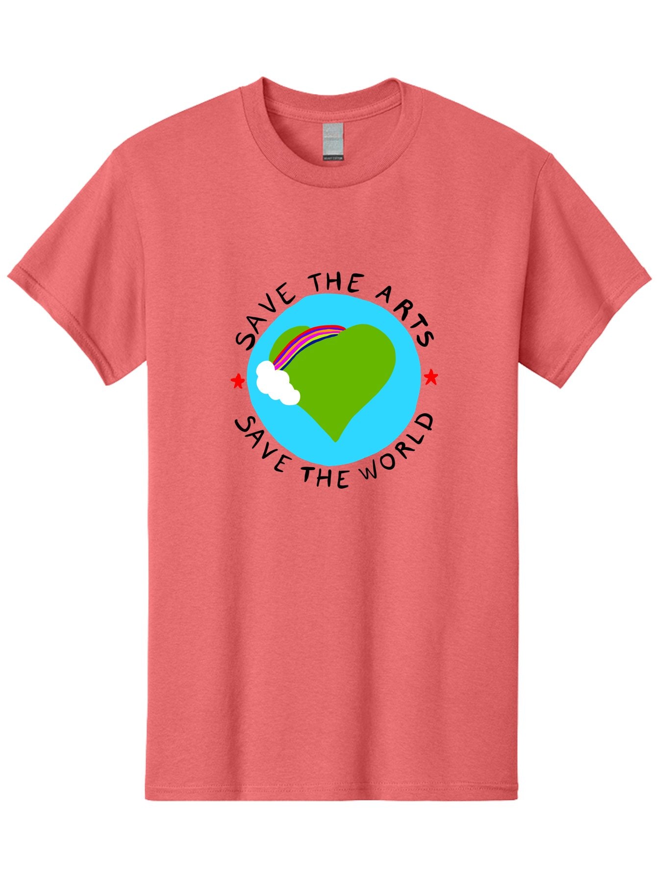 Save-The-Arts-Save-The-World Men'S Graphic Tee, 100% Cotton, Comfortable Casual Summer Wear, Machine Washable, Heart-Shaped Earth, Rainbow, Cloud, Save The Arts, Save The World, Creative Expression, Artistic Activism, -  Aaa120 29