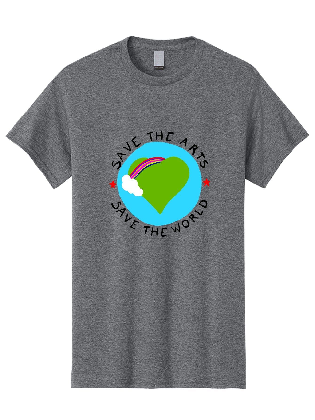 Save-The-Arts-Save-The-World Men'S Graphic Tee, 100% Cotton, Comfortable Casual Summer Wear, Machine Washable, Heart-Shaped Earth, Rainbow, Cloud, Save The Arts, Save The World, Creative Expression, Artistic Activism, -  Aaa120 15