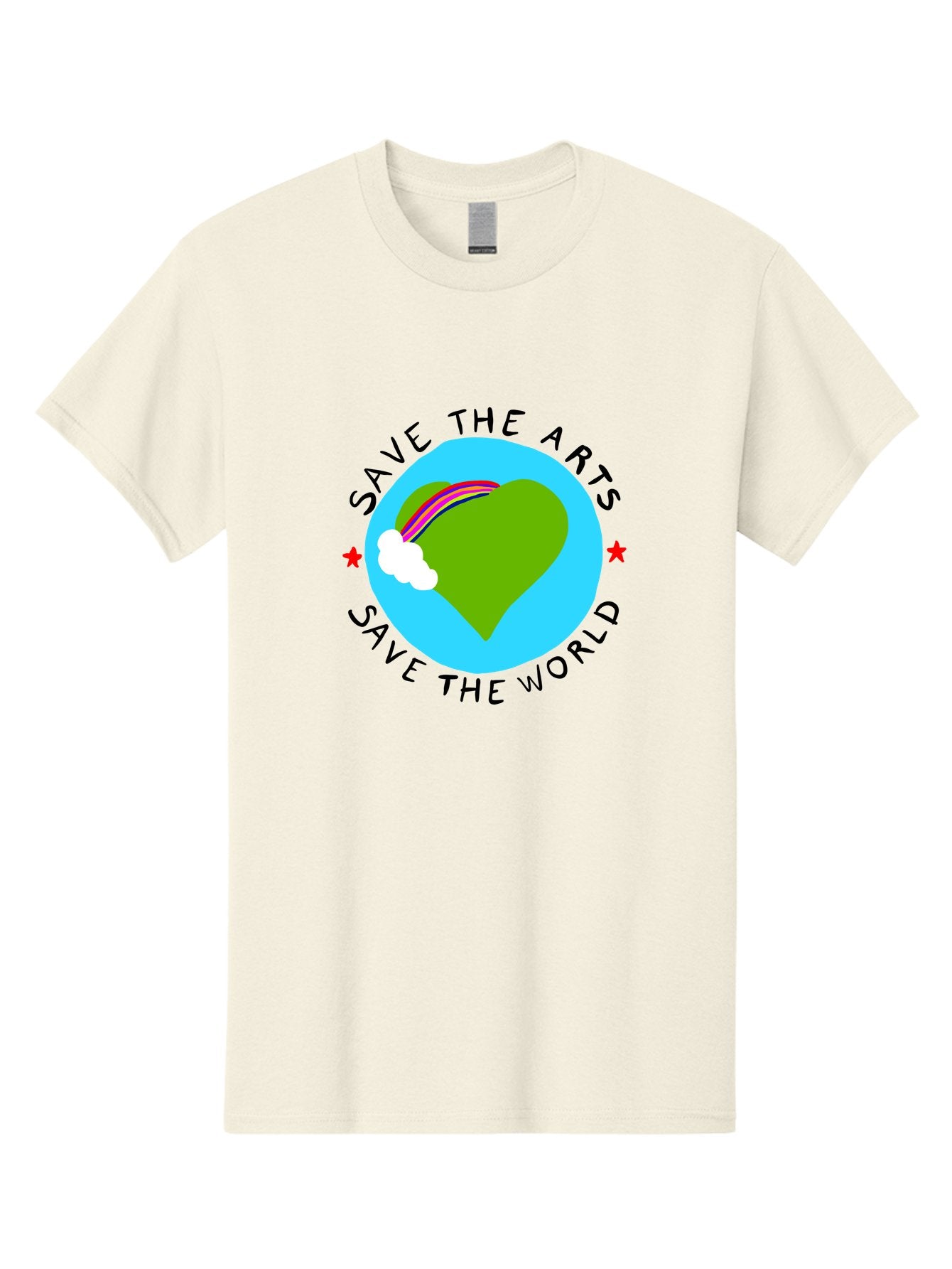 Save-The-Arts-Save-The-World Men'S Graphic Tee, 100% Cotton, Comfortable Casual Summer Wear, Machine Washable, Heart-Shaped Earth, Rainbow, Cloud, Save The Arts, Save The World, Creative Expression, Artistic Activism, -  Aaa120 9