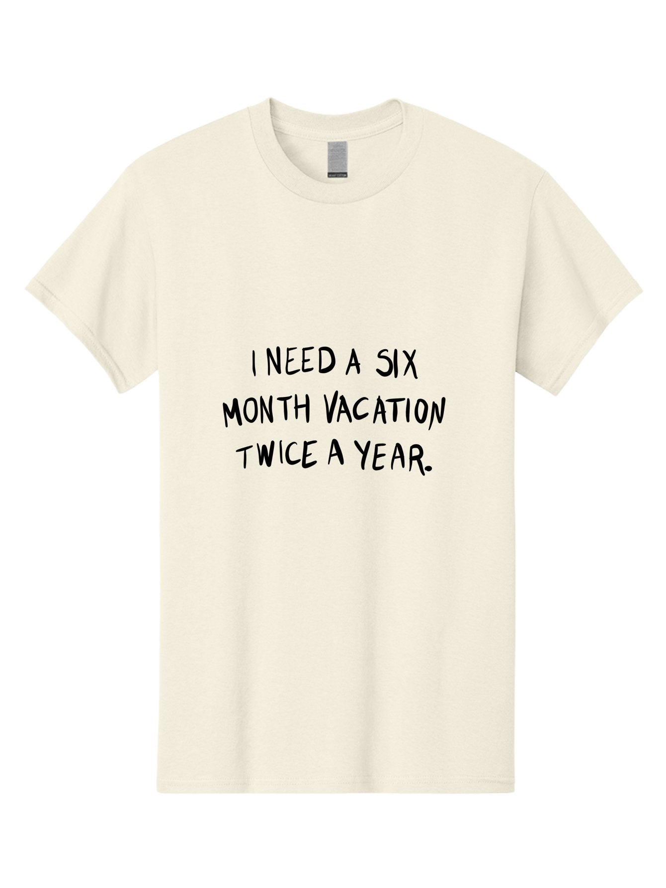 Six-Month-Vacation Men'S Graphic Tee, 100% Cotton, Comfortable Casual Summer Wear, Machine Washable, Vacation Mode, Relaxation, Travel Inspiration, Wanderlust, Long Vacation, Break Time, Time Off, Relaxation, Humor, Funny Quote -  Aaa123 5