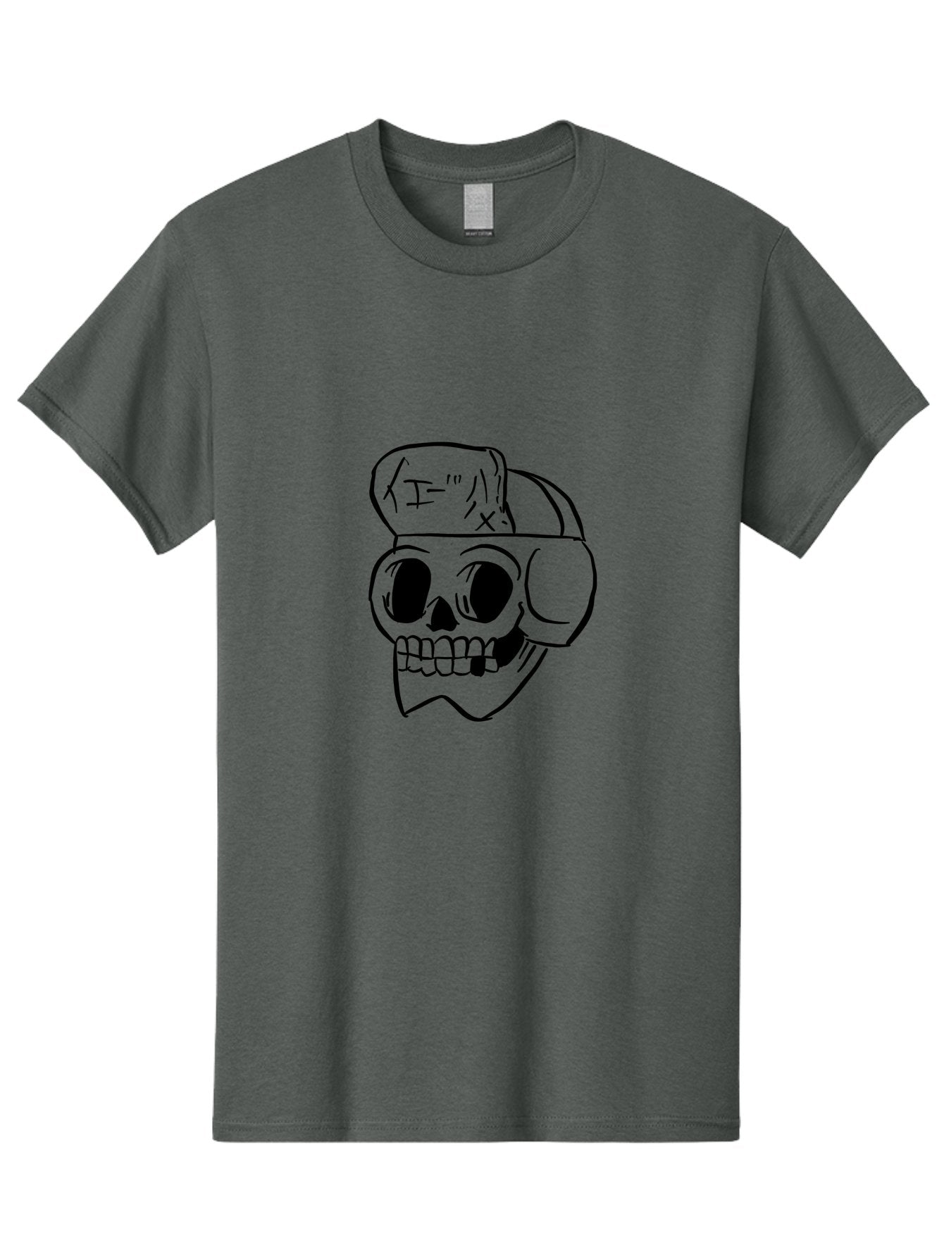 Skull-With-Headphones Men'S Graphic Tee, 100% Cotton, Comfortable Casual Summer Wear, Machine Washable, Skull Wearing Headphones, Dj Skull, Music Lover, Edgy Style, Bold Graphics, Graphic Design, Skull Art, Headphones, Dark Art -  Aaa124 23
