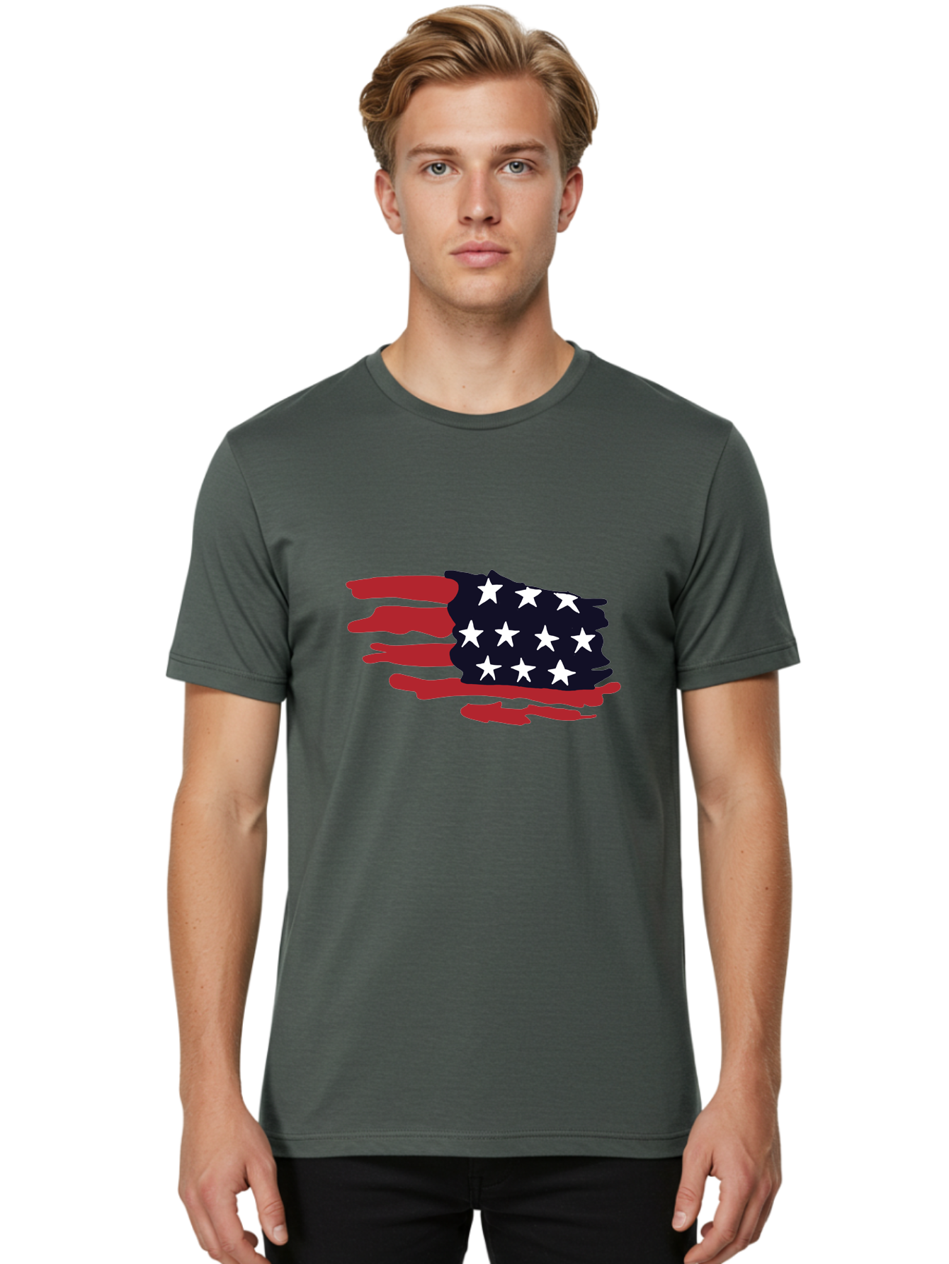 Stars-And-Stripes Men'S Graphic Tee, 100% Cotton, Comfortable Casual Summer Wear, Machine Washable, American Flag, Red And White Stripes, White Stars, Patriotic Symbol, Us National Flag, Freedom Representation, Abstract Design, -  Aaa126 30