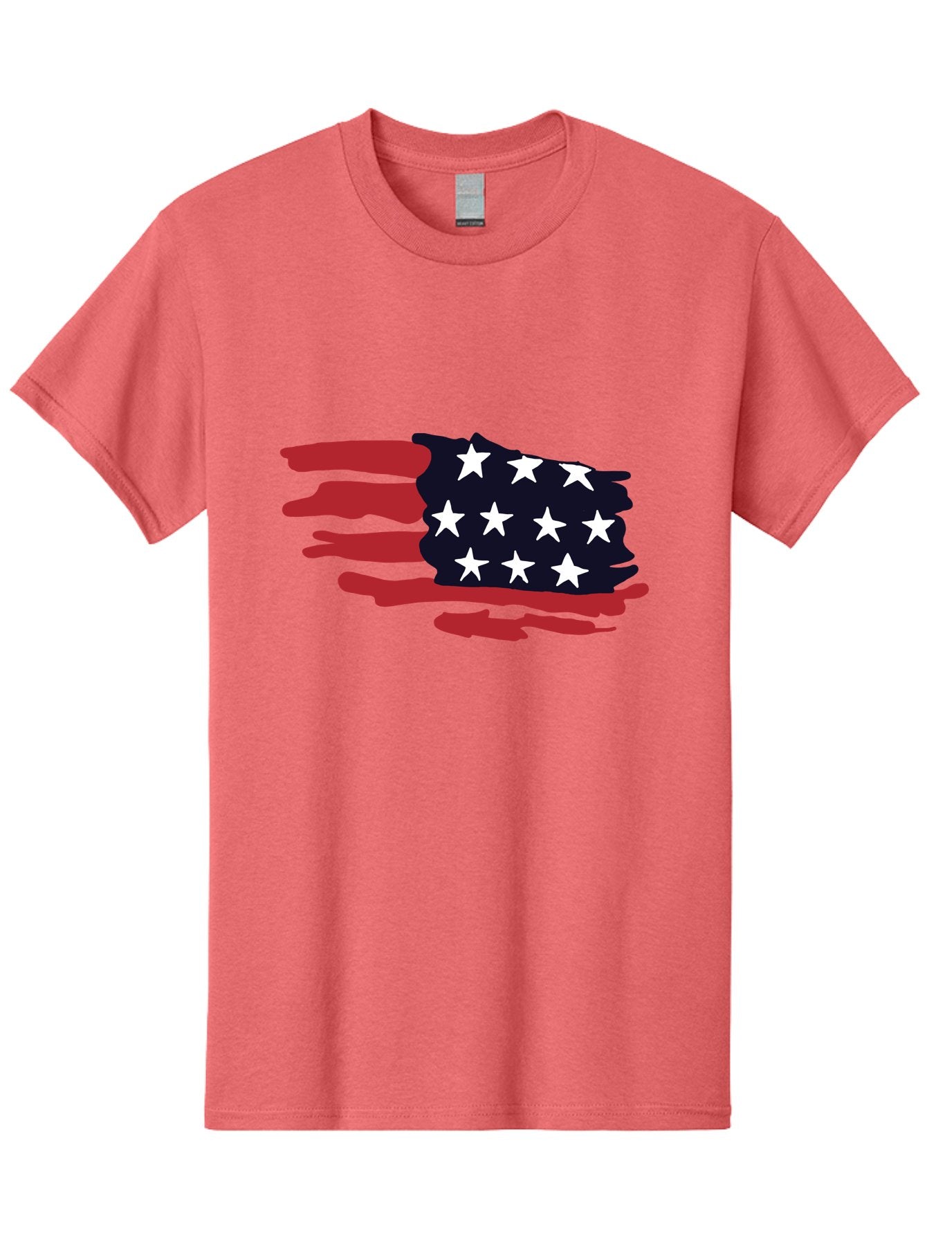 Stars-And-Stripes Men'S Graphic Tee, 100% Cotton, Comfortable Casual Summer Wear, Machine Washable, American Flag, Red And White Stripes, White Stars, Patriotic Symbol, Us National Flag, Freedom Representation, Abstract Design, -  Aaa126 23