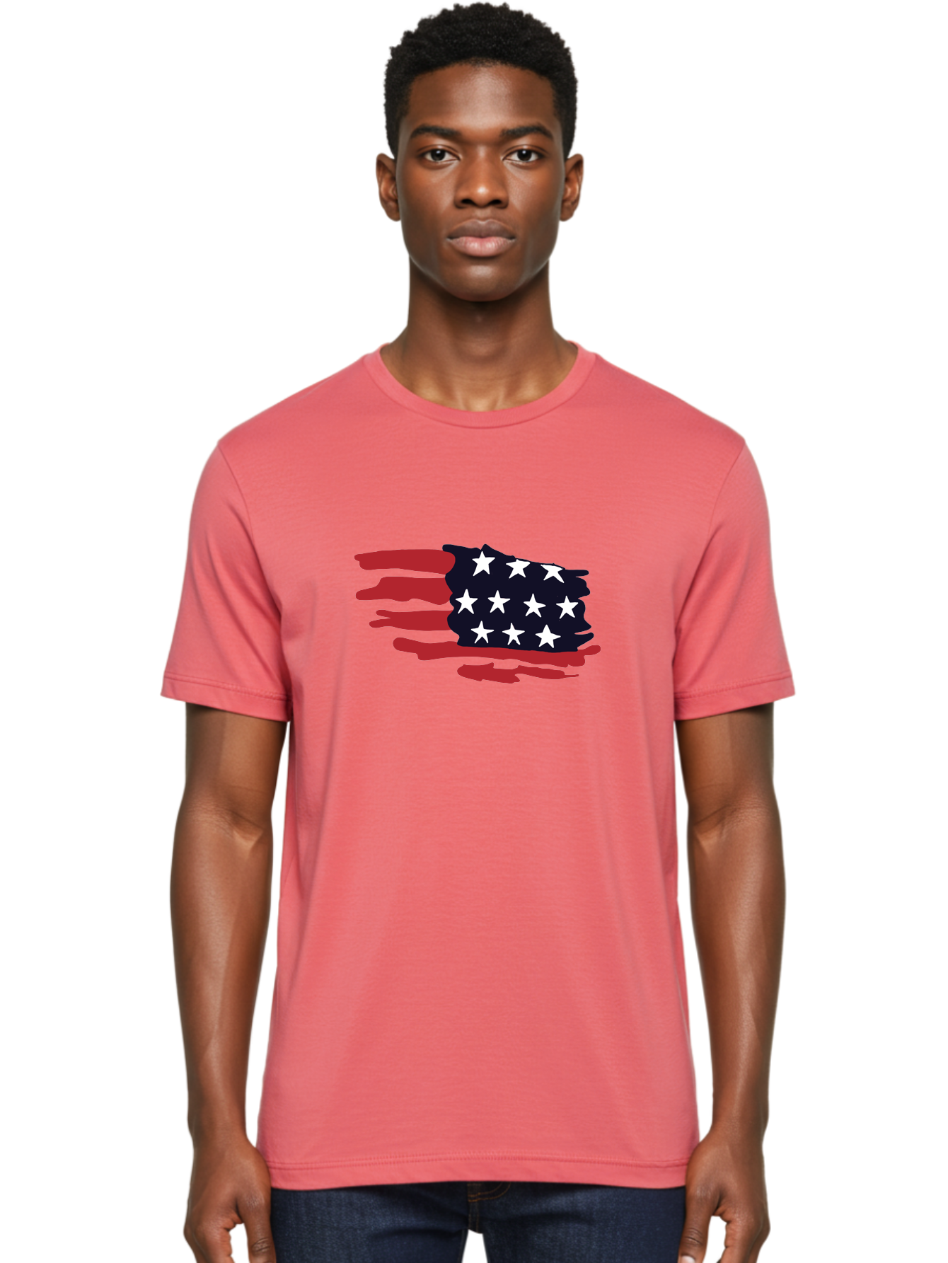 Stars-And-Stripes Men'S Graphic Tee, 100% Cotton, Comfortable Casual Summer Wear, Machine Washable, American Flag, Red And White Stripes, White Stars, Patriotic Symbol, Us National Flag, Freedom Representation, Abstract Design, -  Aaa126 16