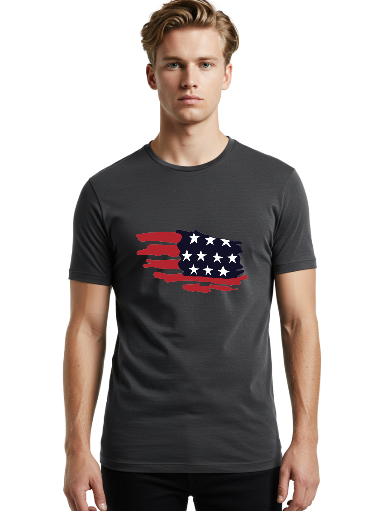 Stars-And-Stripes Men'S Graphic Tee, 100% Cotton, Comfortable Casual Summer Wear, Machine Washable, American Flag, Red And White Stripes, White Stars, Patriotic Symbol, Us National Flag, Freedom Representation, Abstract Design, -  Aaa126 18