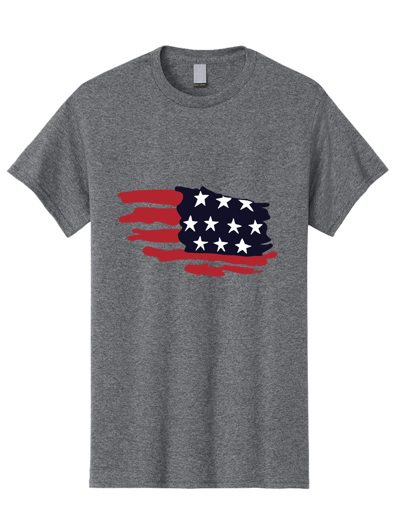 Stars-And-Stripes Men'S Graphic Tee, 100% Cotton, Comfortable Casual Summer Wear, Machine Washable, American Flag, Red And White Stripes, White Stars, Patriotic Symbol, Us National Flag, Freedom Representation, Abstract Design, -  Aaa126