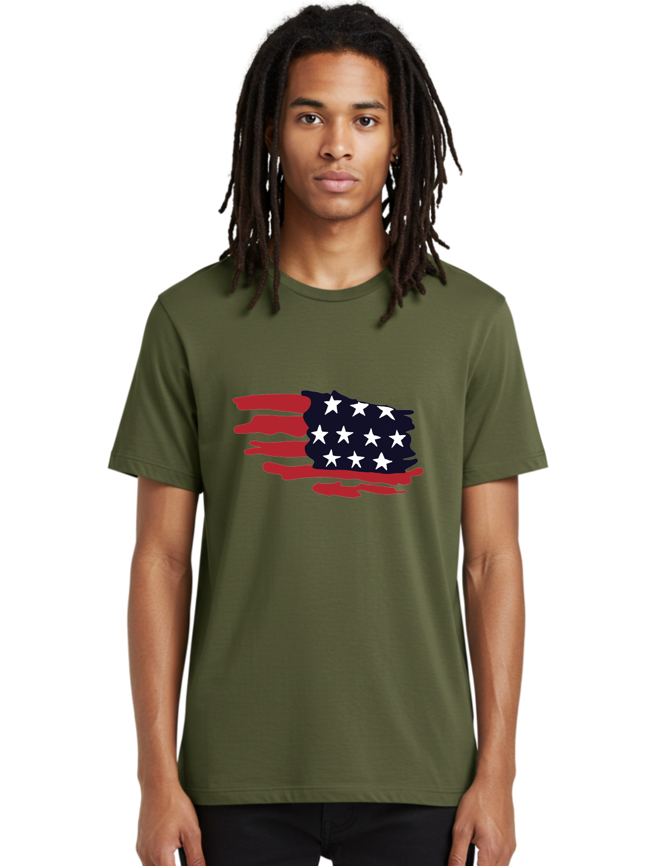 Stars-And-Stripes Men'S Graphic Tee, 100% Cotton, Comfortable Casual Summer Wear, Machine Washable, American Flag, Red And White Stripes, White Stars, Patriotic Symbol, Us National Flag, Freedom Representation, Abstract Design, -  Aaa126 22