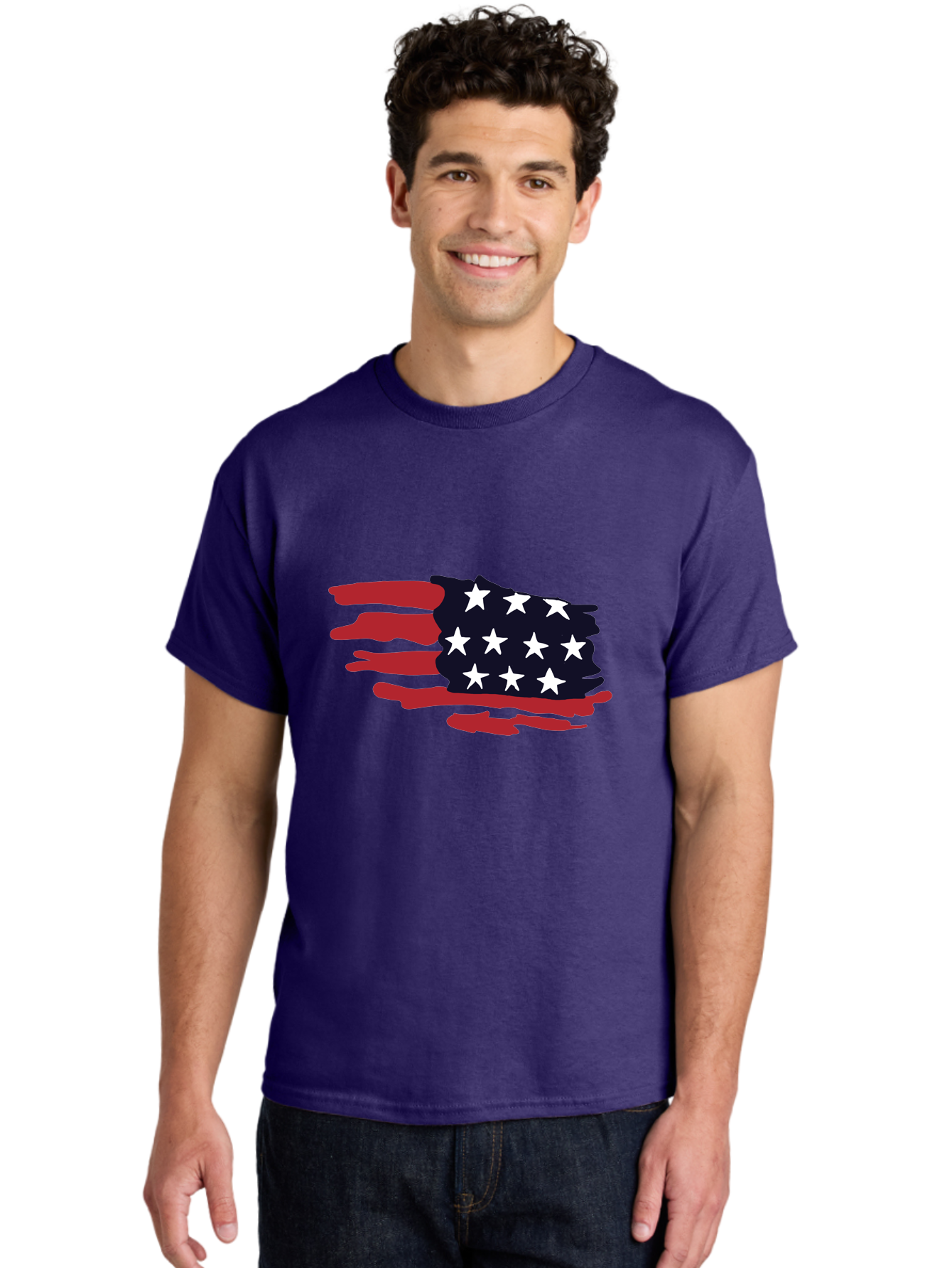 Stars-And-Stripes Men'S Graphic Tee, 100% Cotton, Comfortable Casual Summer Wear, Machine Washable, American Flag, Red And White Stripes, White Stars, Patriotic Symbol, Us National Flag, Freedom Representation, Abstract Design, -  Aaa126 14