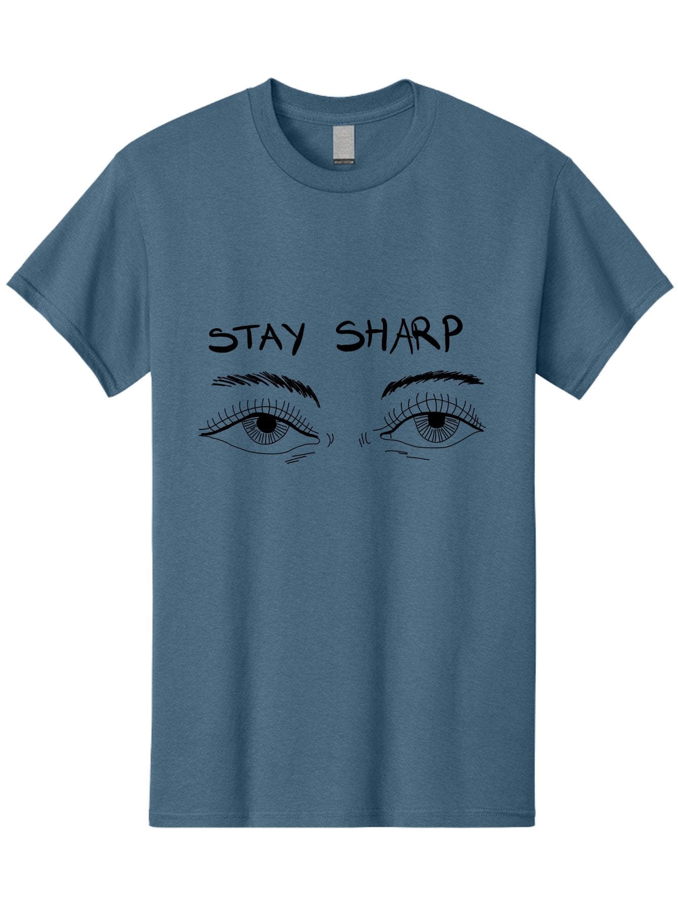 Stay-Sharp Men'S Graphic Tee, 100% Cotton, Comfortable Casual Summer Wear, Machine Washable, Stay Sharp, Motivation, Focus, Eye Illustration, Eyebrow, Detailed Drawing, Black And White, Inspirational Quote, Motivational Art, Mindfulness -  Aaa127 11