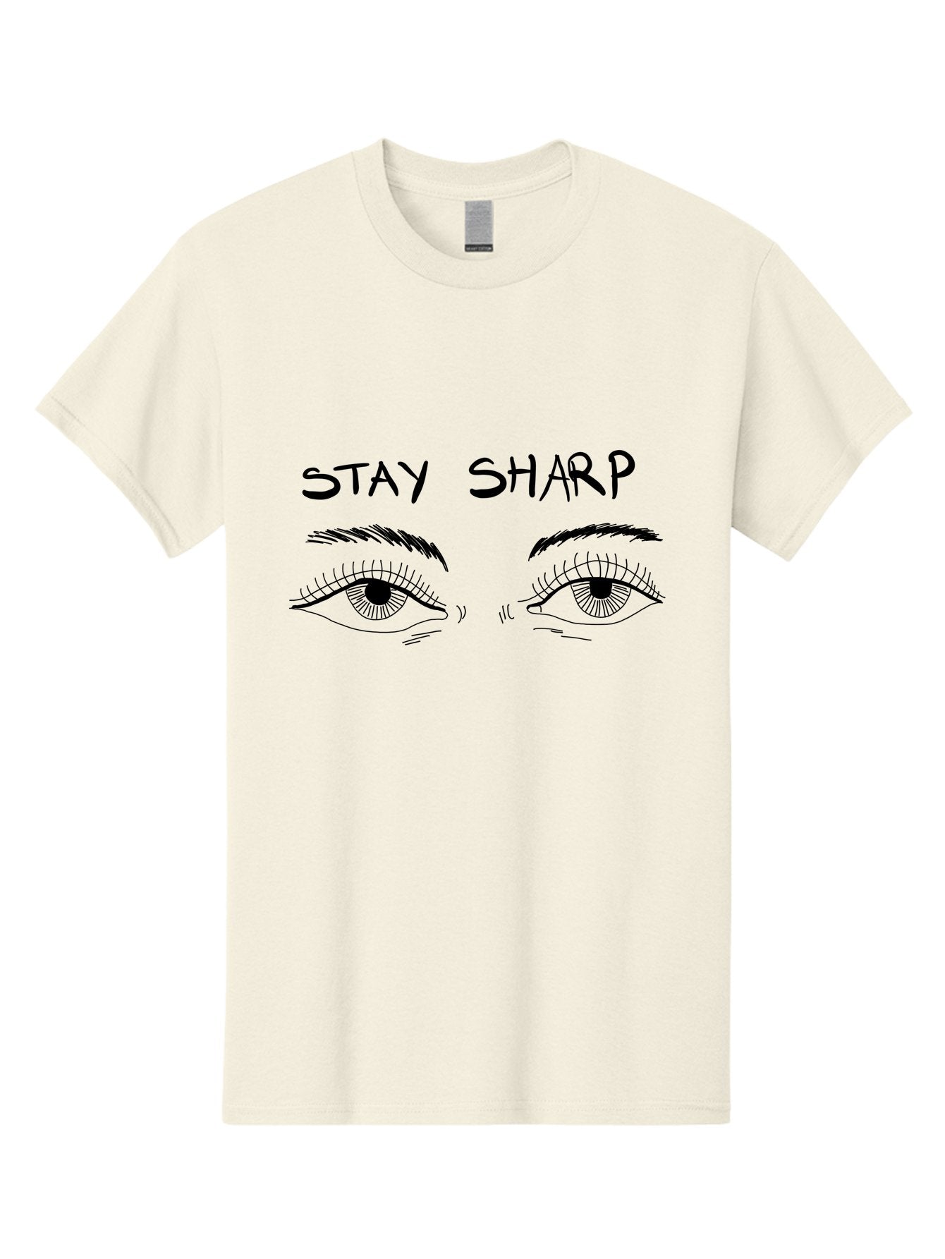 Stay-Sharp Men'S Graphic Tee, 100% Cotton, Comfortable Casual Summer Wear, Machine Washable, Stay Sharp, Motivation, Focus, Eye Illustration, Eyebrow, Detailed Drawing, Black And White, Inspirational Quote, Motivational Art, Mindfulness -  Aaa127 29