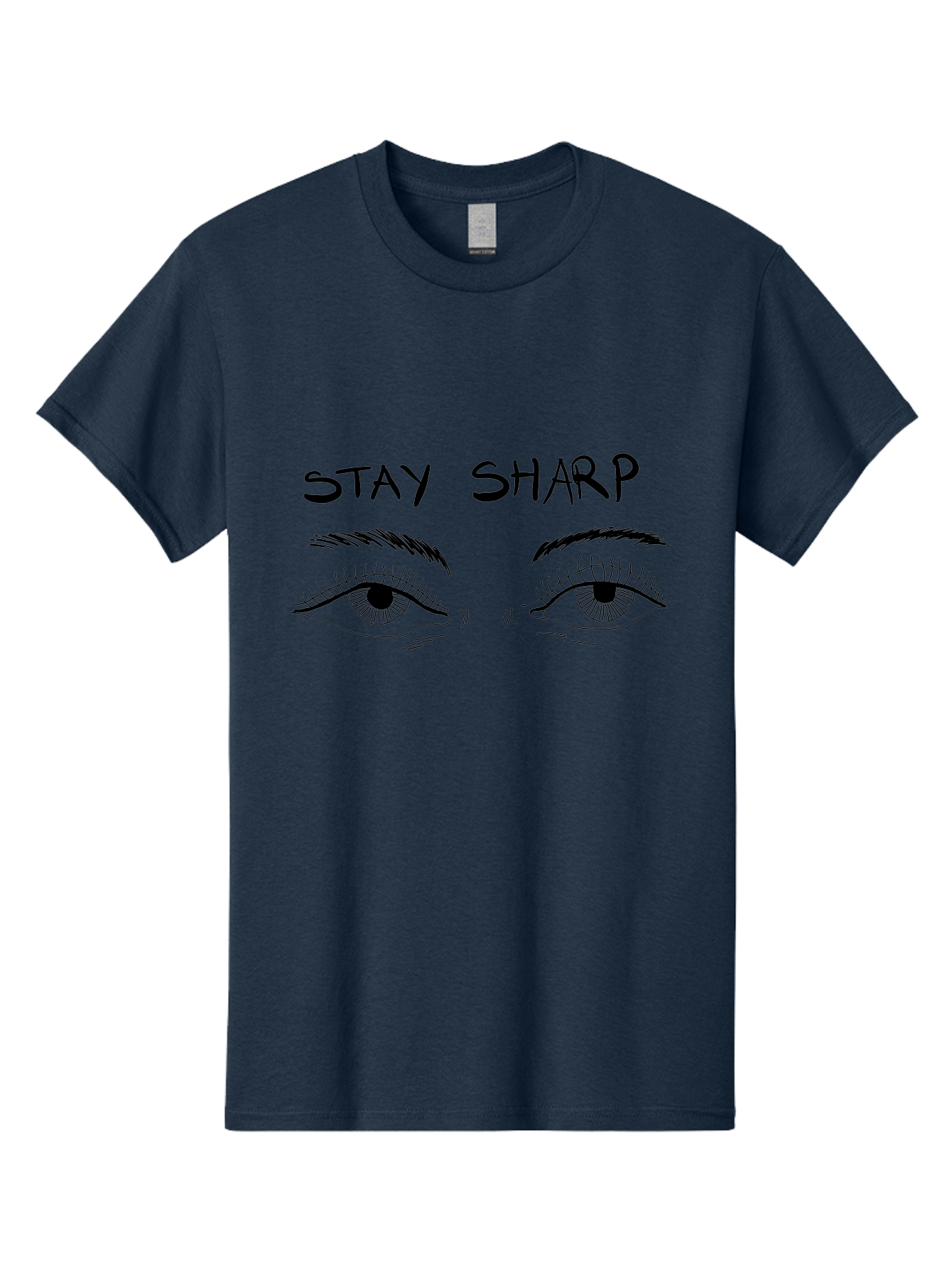 Stay-Sharp Men'S Graphic Tee, 100% Cotton, Comfortable Casual Summer Wear, Machine Washable, Stay Sharp, Motivation, Focus, Eye Illustration, Eyebrow, Detailed Drawing, Black And White, Inspirational Quote, Motivational Art, Mindfulness -  Aaa127