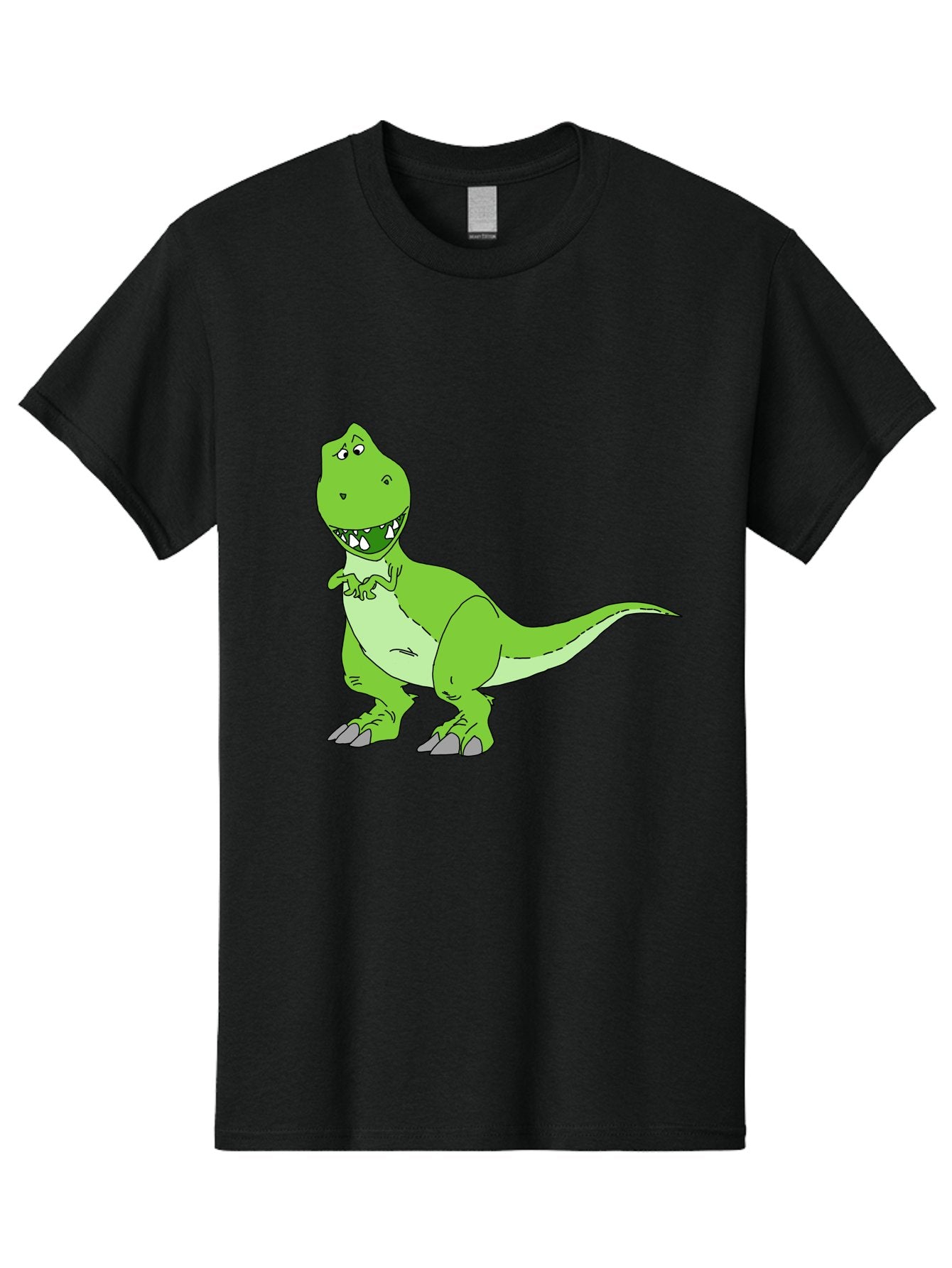 T-Rex Men'S Graphic Tee, 100% Cotton, Comfortable Casual Summer Wear, Machine Washable, Cartoon T-Rex, Green Dinosaur, Prehistoric Creature, Toothy Grin, Playful Expression, Dinosaur Illustration, Children'S Character, Fun And Friendly, -  Aaa128 3