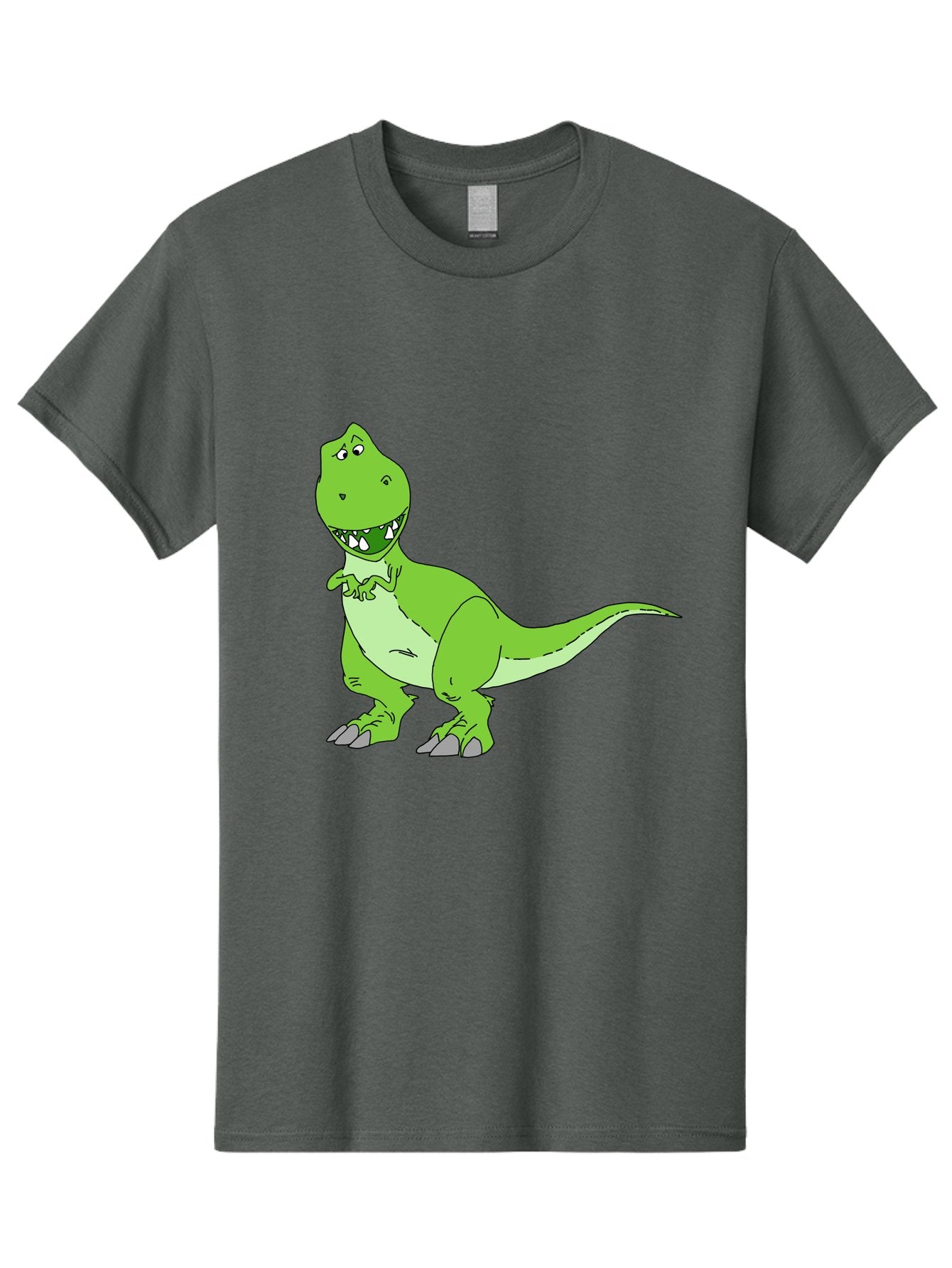 T-Rex Men'S Graphic Tee, 100% Cotton, Comfortable Casual Summer Wear, Machine Washable, Cartoon T-Rex, Green Dinosaur, Prehistoric Creature, Toothy Grin, Playful Expression, Dinosaur Illustration, Children'S Character, Fun And Friendly, -  Aaa128 29