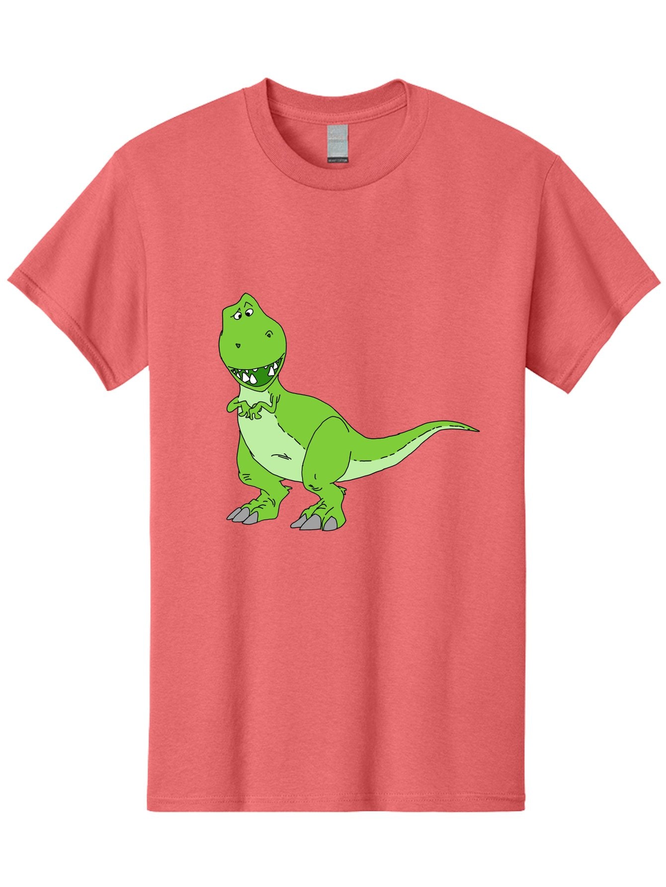 T-Rex Men'S Graphic Tee, 100% Cotton, Comfortable Casual Summer Wear, Machine Washable, Cartoon T-Rex, Green Dinosaur, Prehistoric Creature, Toothy Grin, Playful Expression, Dinosaur Illustration, Children'S Character, Fun And Friendly, -  Aaa128 15