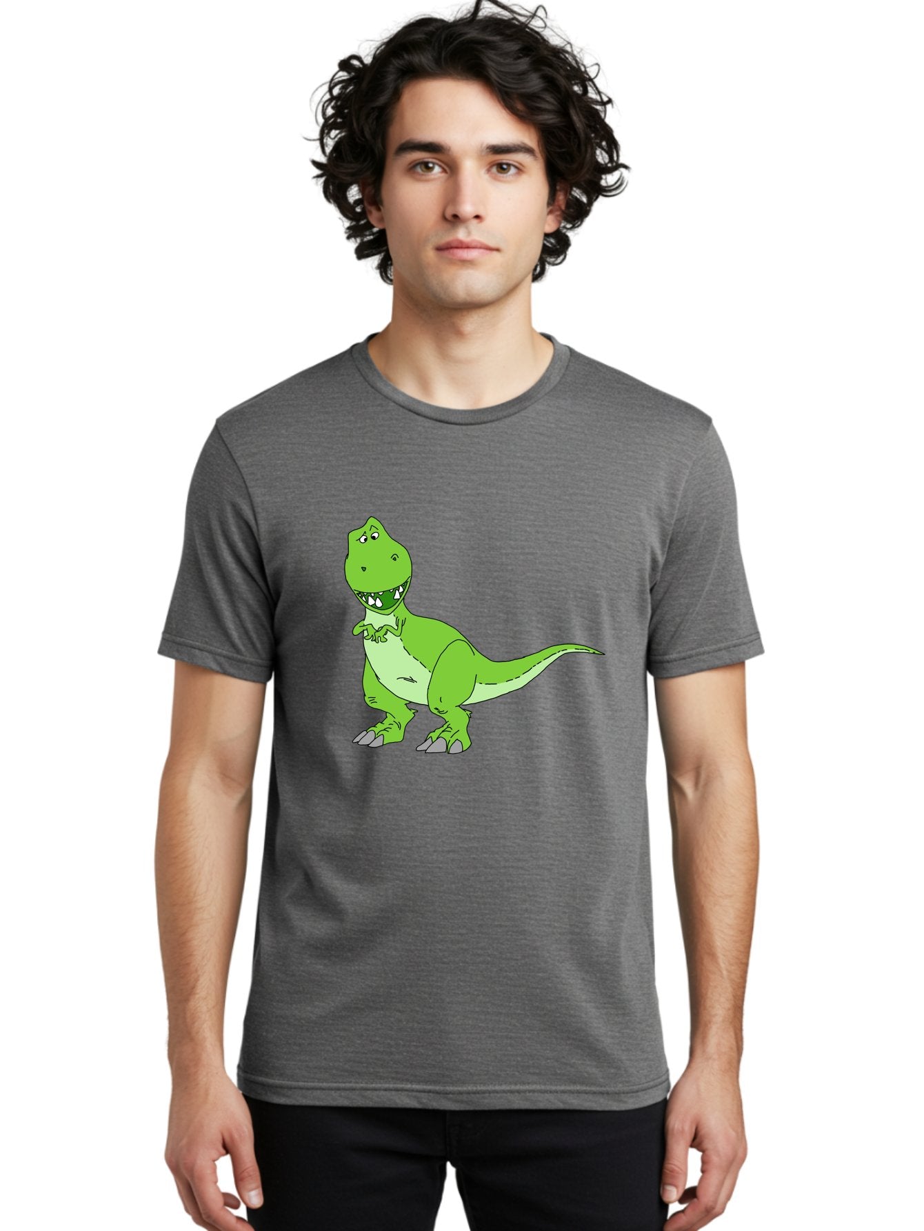 T-Rex Men'S Graphic Tee, 100% Cotton, Comfortable Casual Summer Wear, Machine Washable, Cartoon T-Rex, Green Dinosaur, Prehistoric Creature, Toothy Grin, Playful Expression, Dinosaur Illustration, Children'S Character, Fun And Friendly, -  Aaa128 12